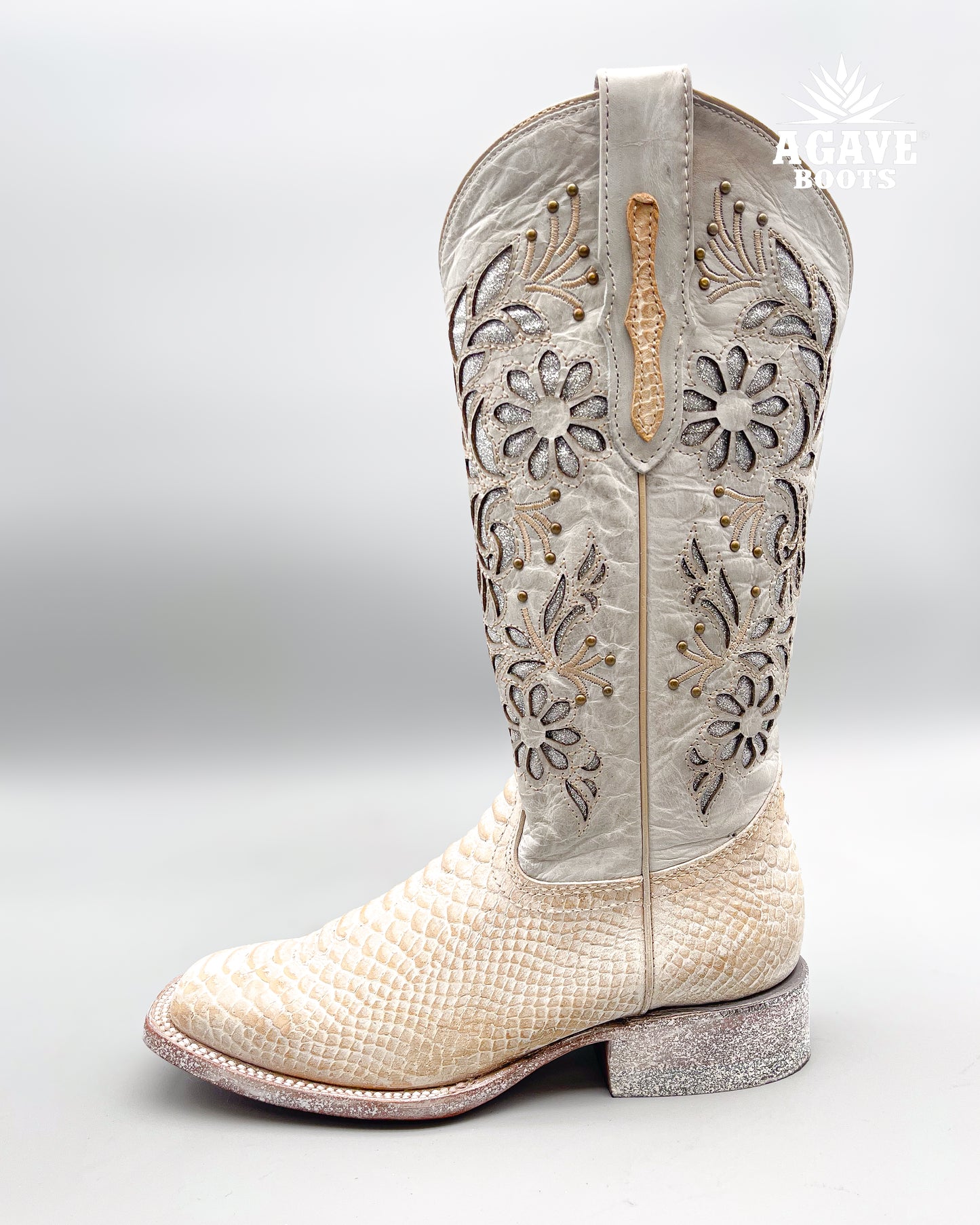 Cowboy Boot White Rustic Orix Python