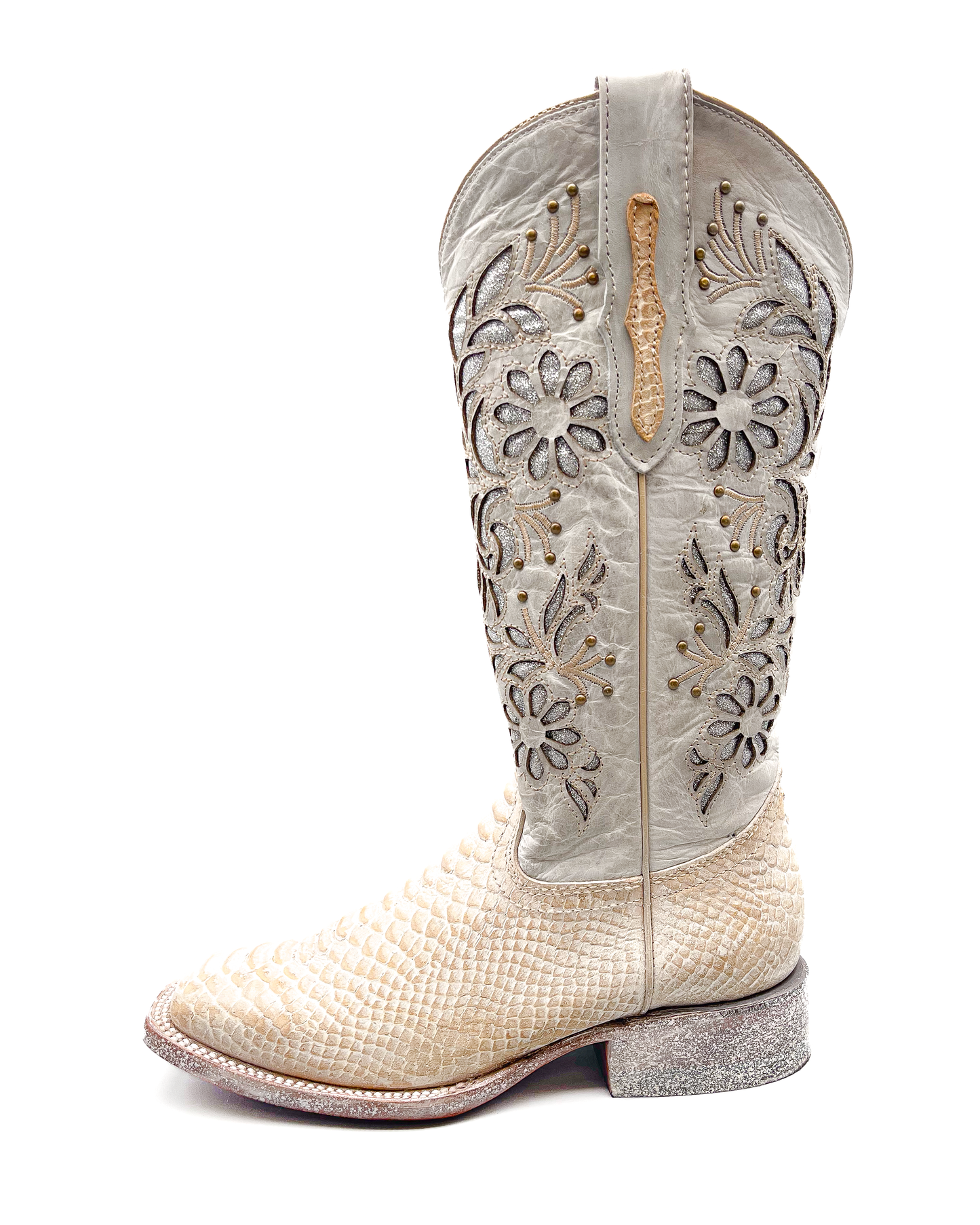 Cowboy Boot White Rustic Orix Python