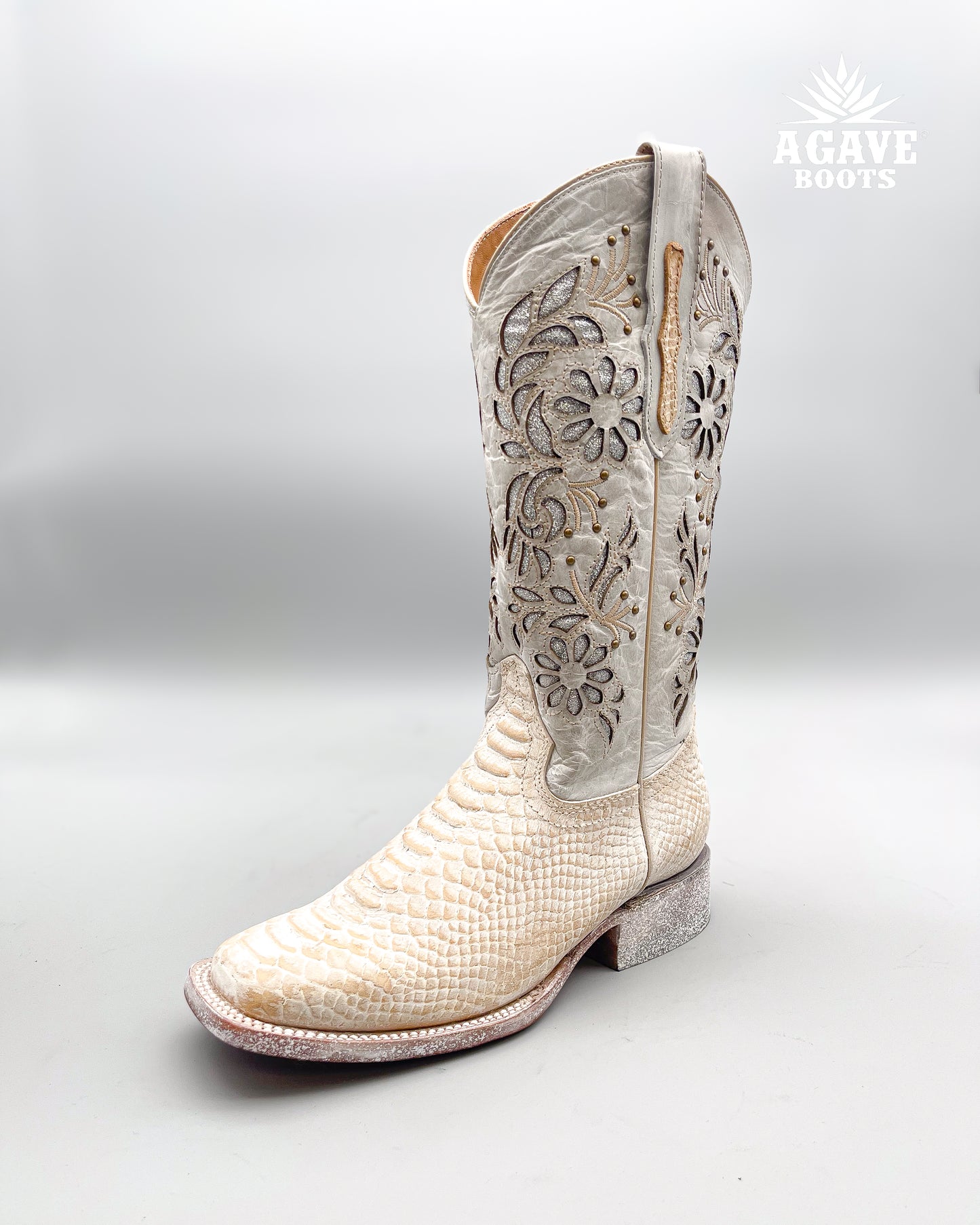 Cowboy Boot White Rustic Orix Python