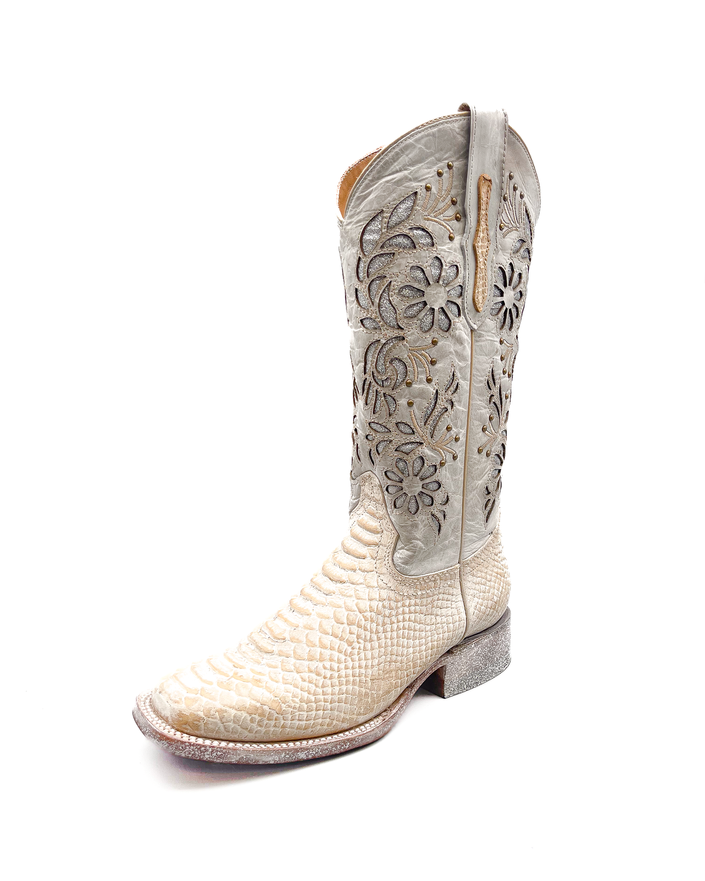 Cowboy Boot White Rustic Orix Python
