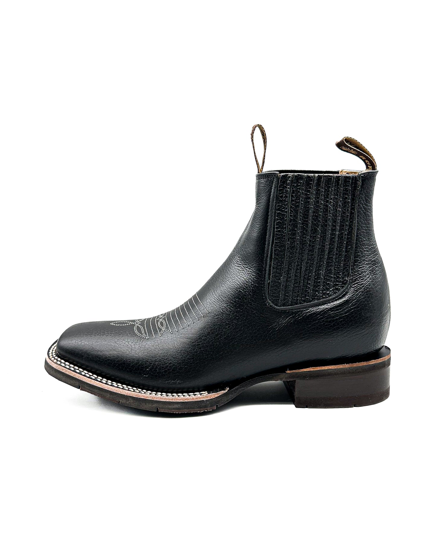 Ankle Boot Black Smooth Tumbled Rubber Sole