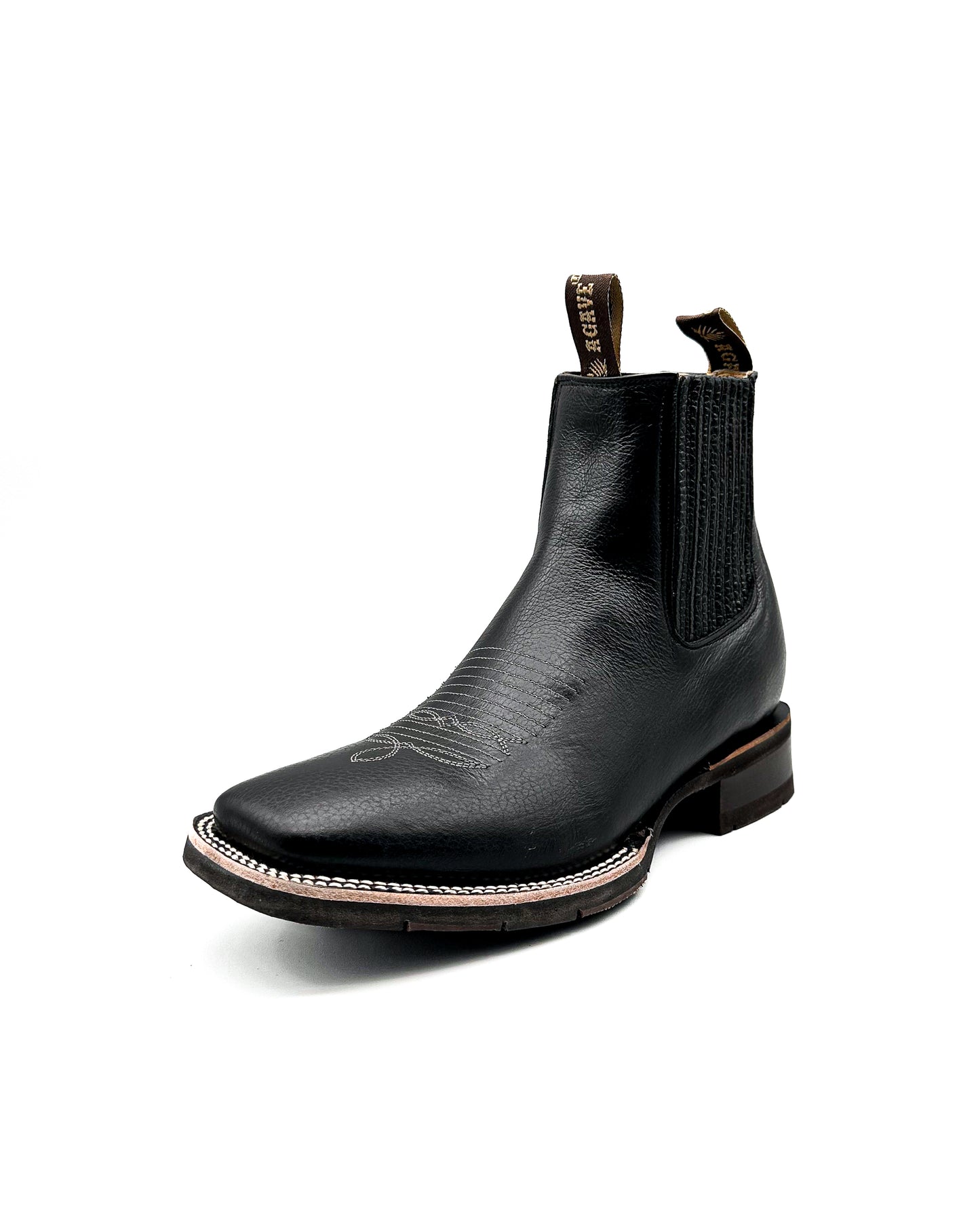Ankle Boot Black Smooth Tumbled Rubber Sole