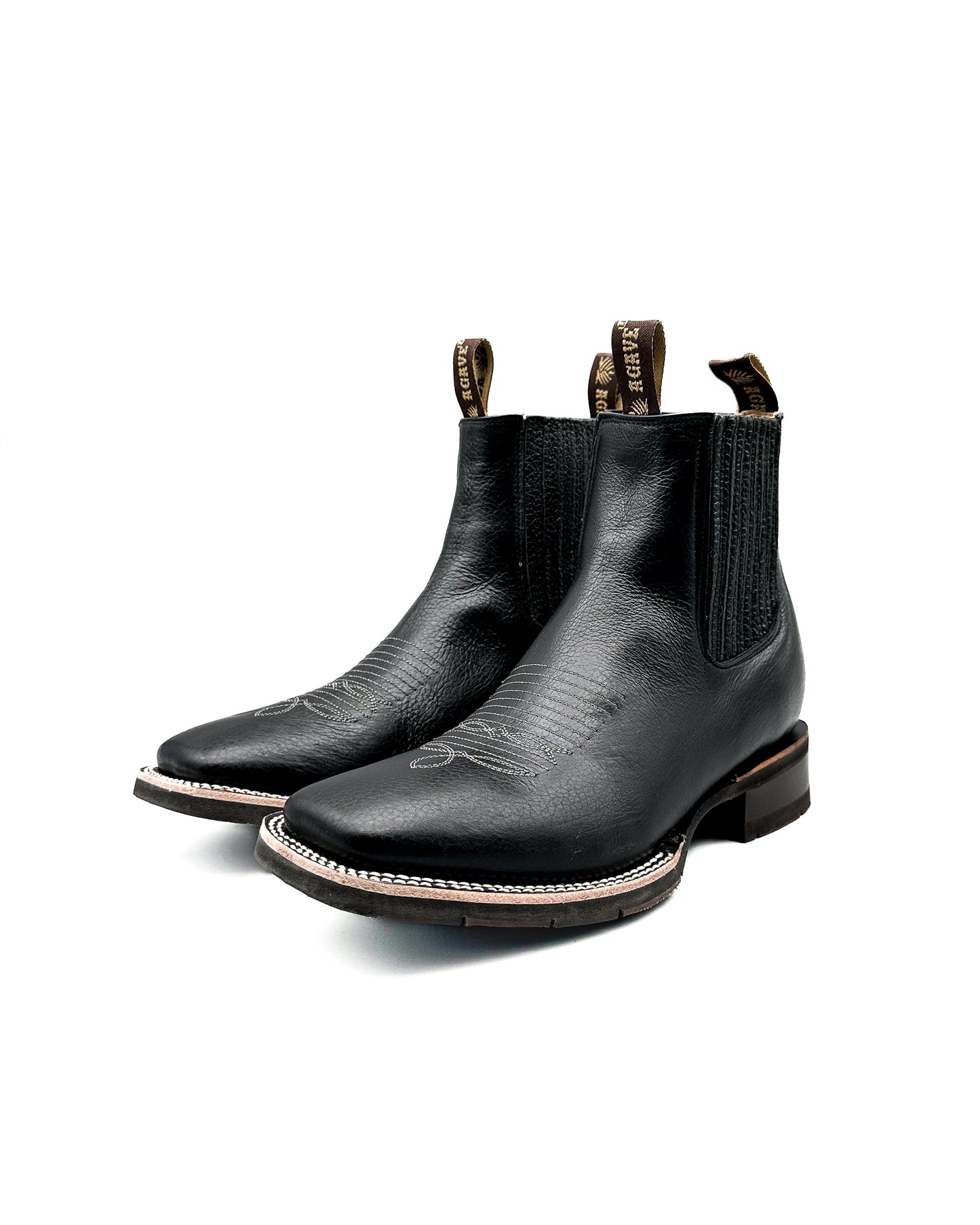 Ankle Boot Black Smooth Tumbled Rubber Sole