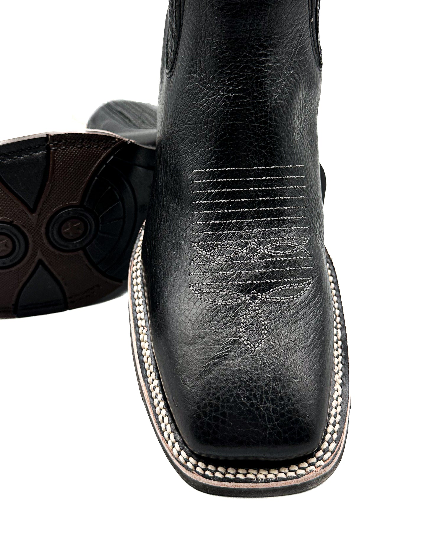 Ankle Boot Black Smooth Tumbled Rubber Sole