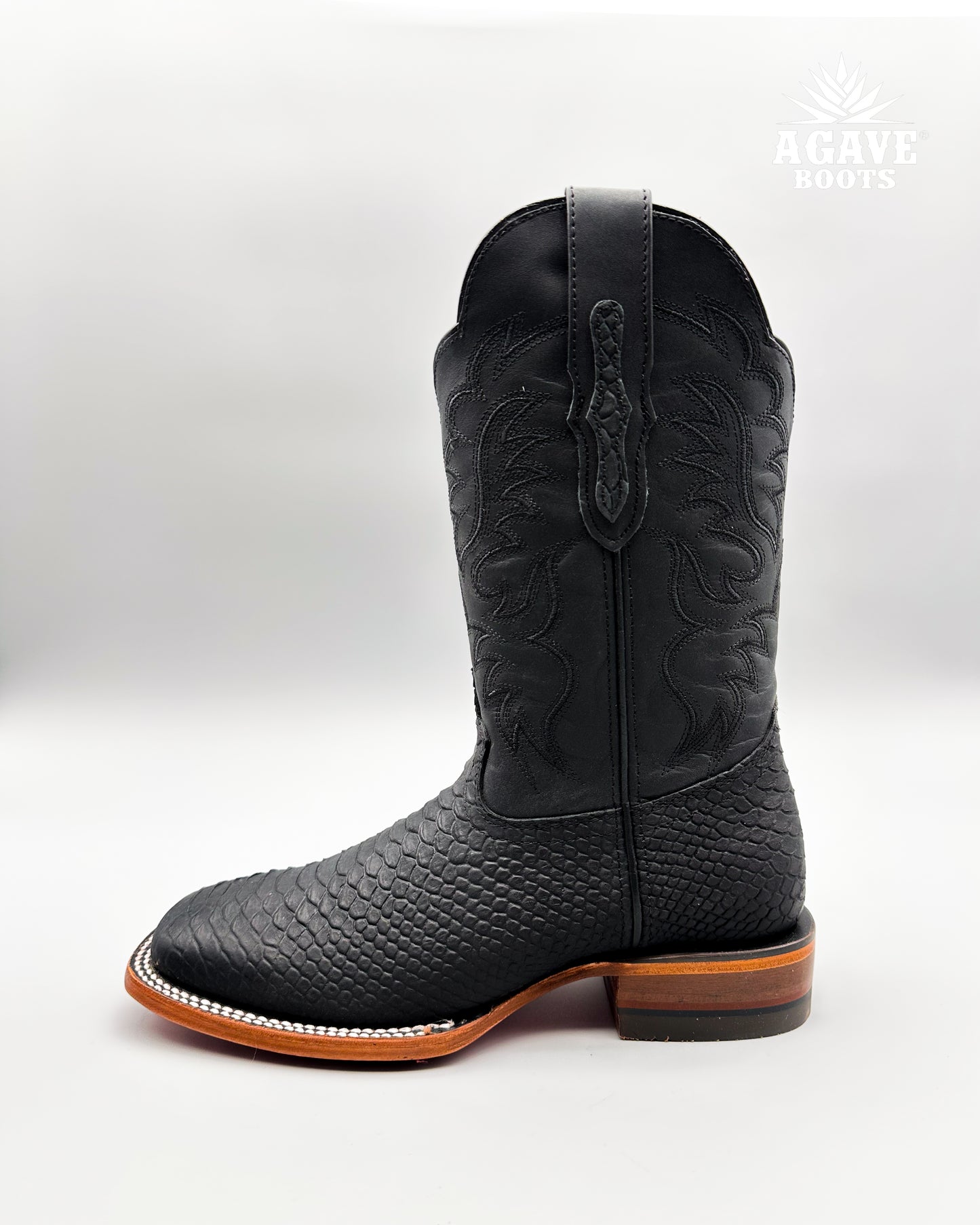 Cowboy Boot Matte Black Python