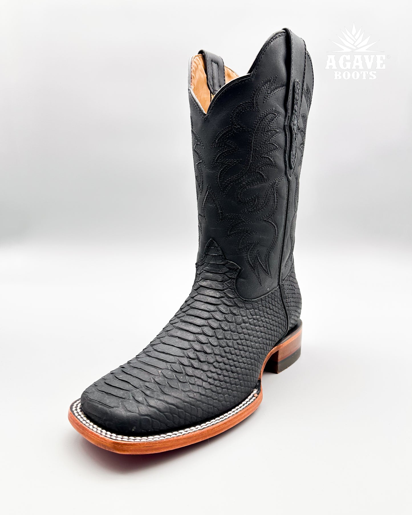 Cowboy Boot Matte Black Python