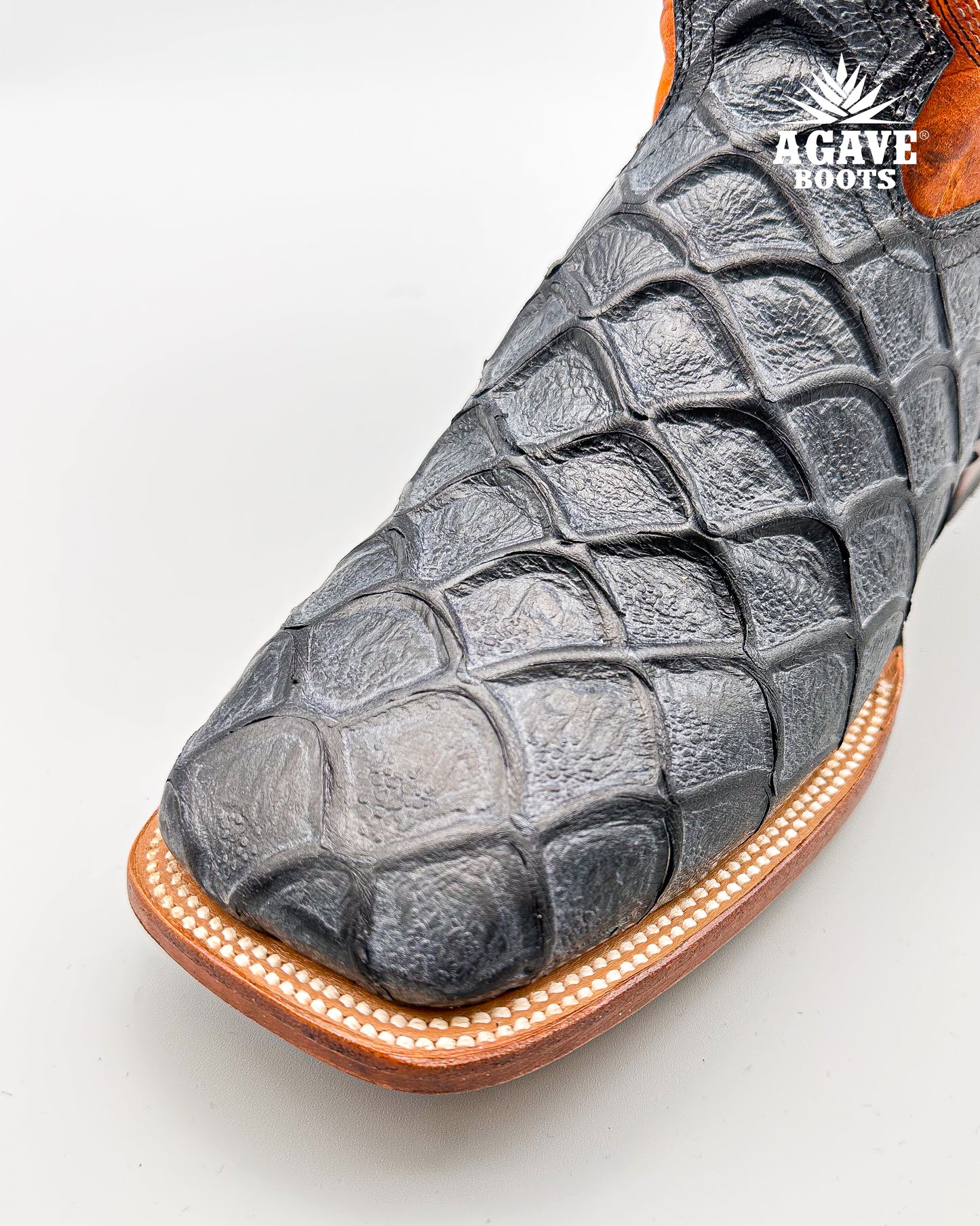 Cowboy Boot Rustic Black Prirarucu Fish