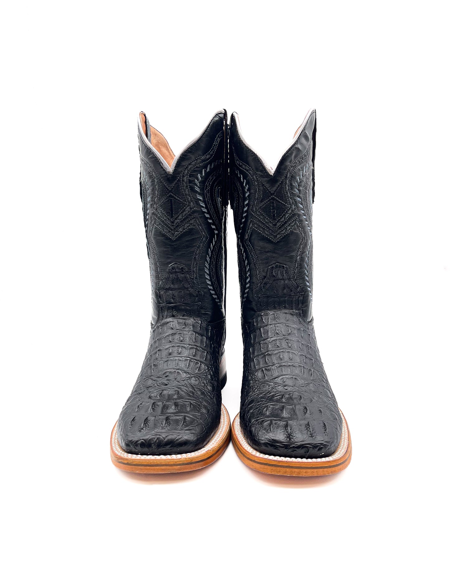 Cowboy Boot Black Caiman Hornback
