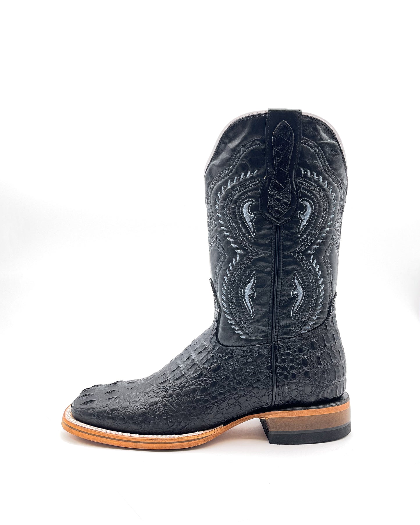 Cowboy Boot Black Caiman Hornback