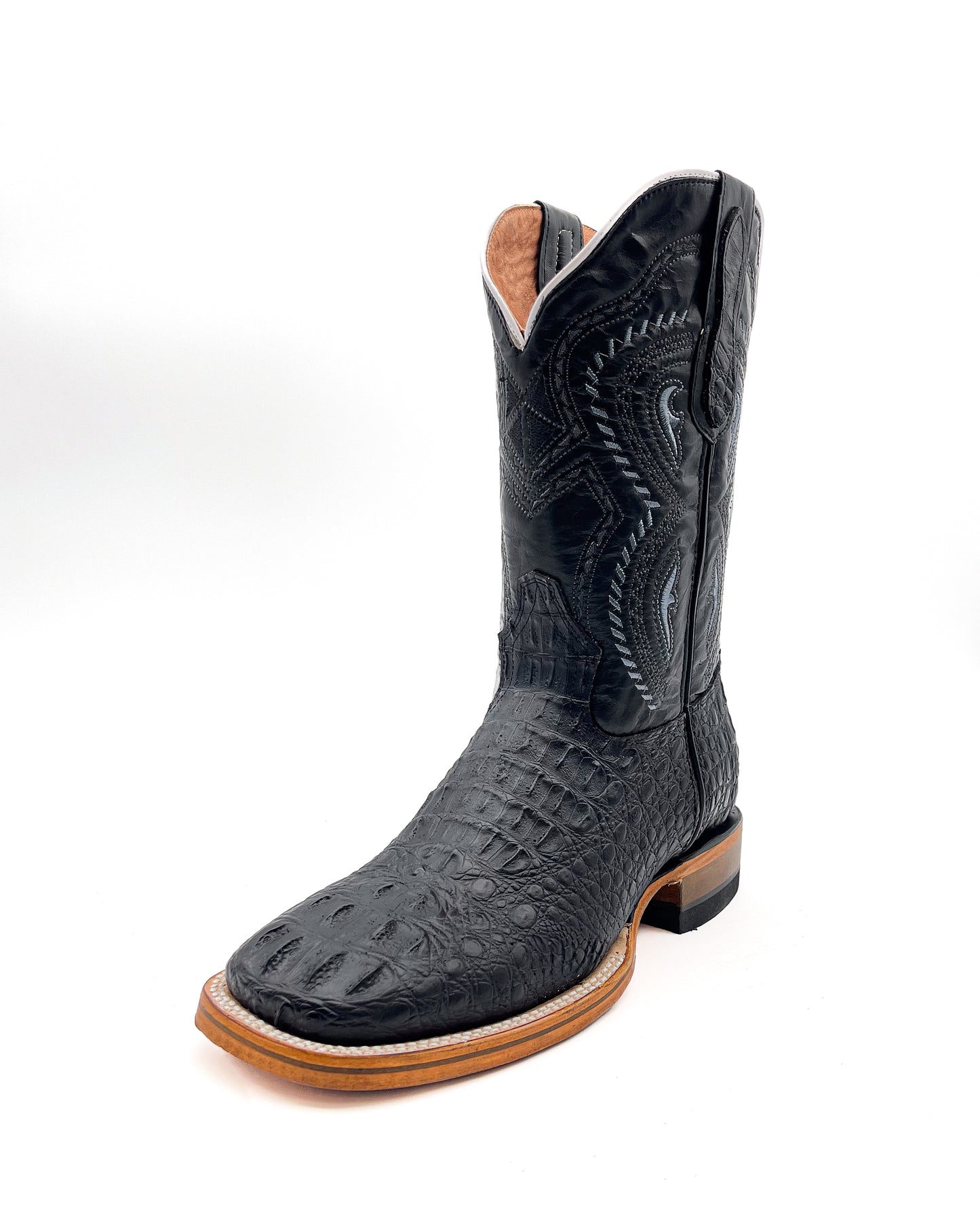 Cowboy Boot Black Caiman Hornback
