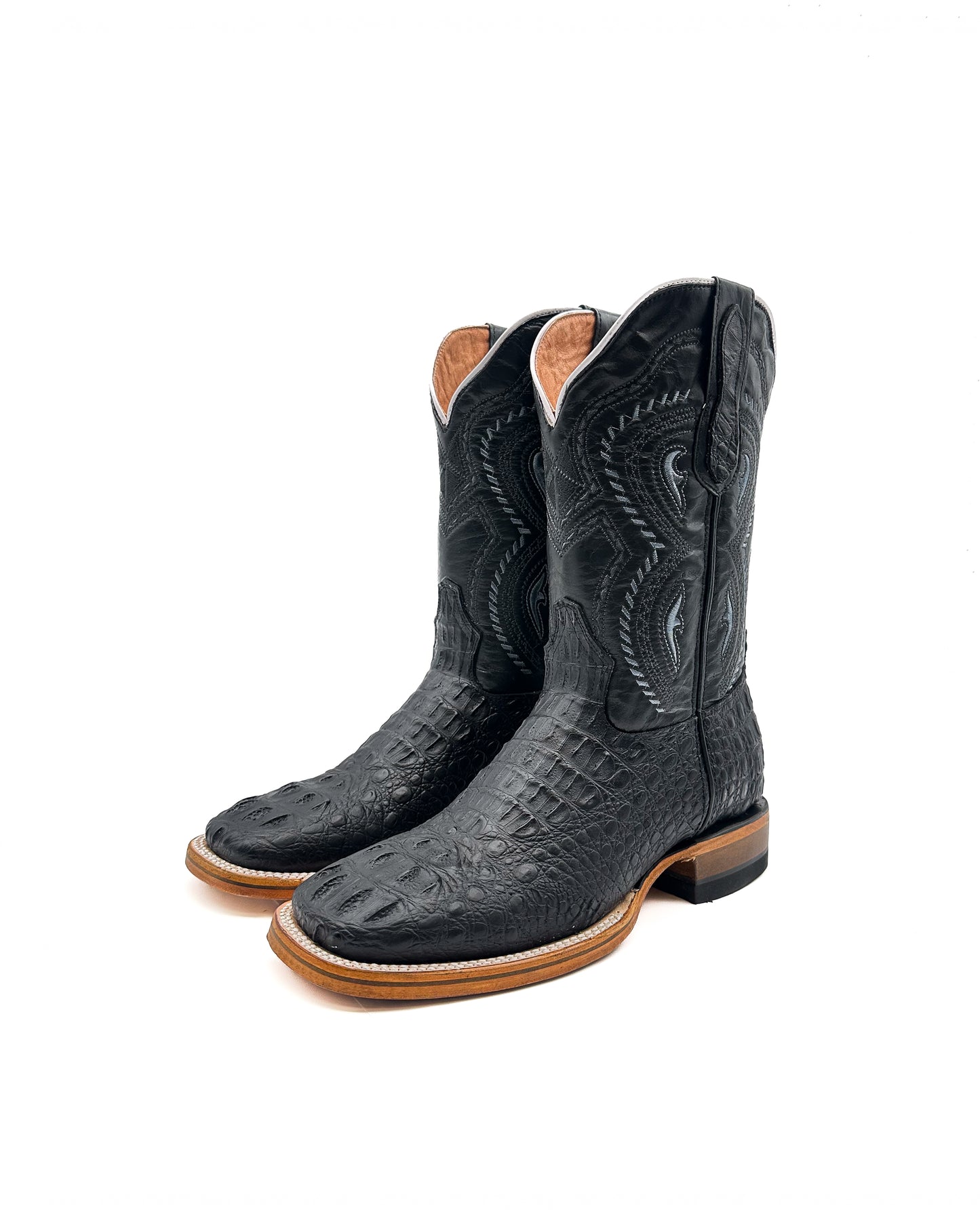 Cowboy Boot Black Caiman Hornback