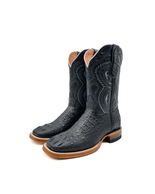 Cowboy Boot Black Caiman Hornback