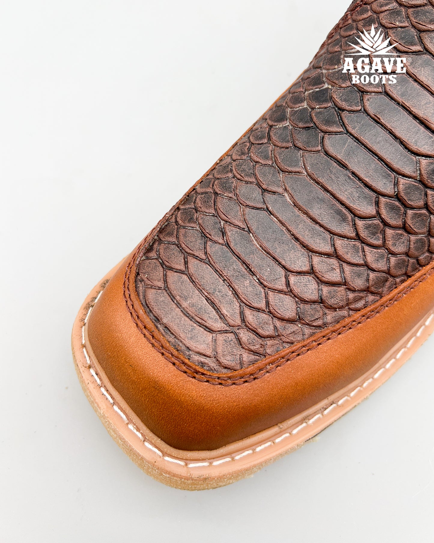 Zipper Shoe Brown Python Rubber Sole