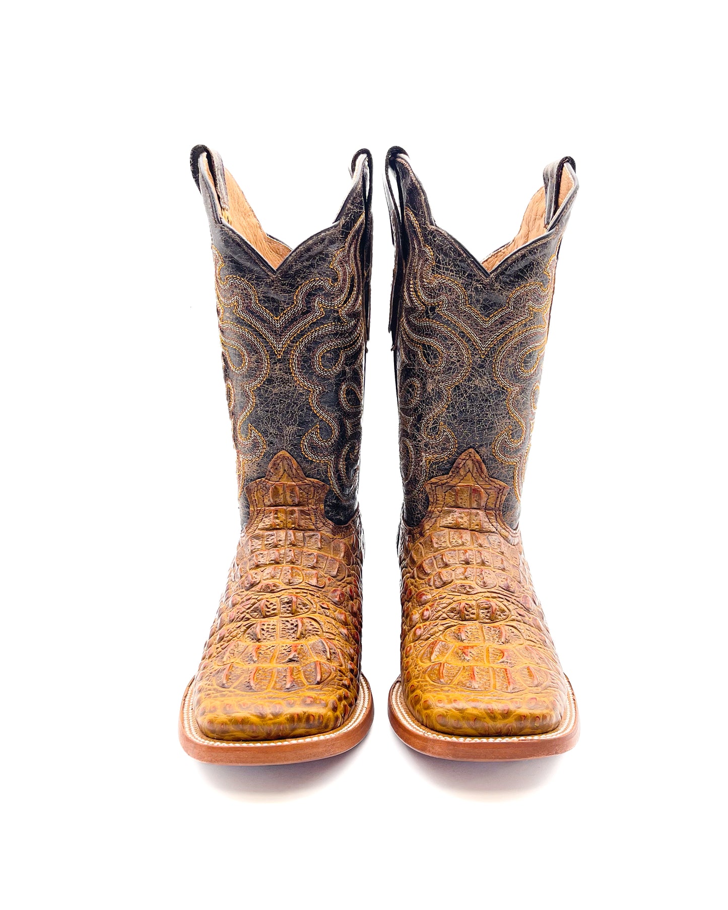 Cowboy Boot Caiman Hornback Neck Honey