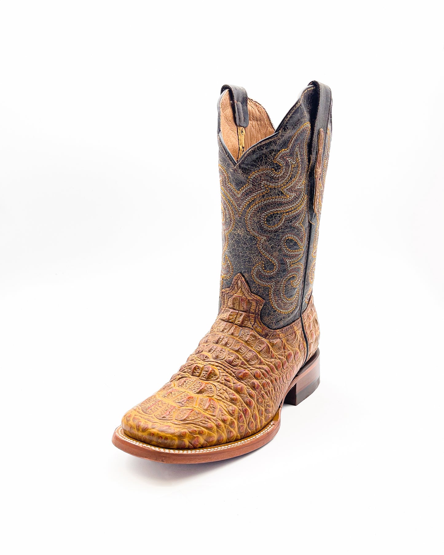 Cowboy Boot Caiman Hornback Neck Honey