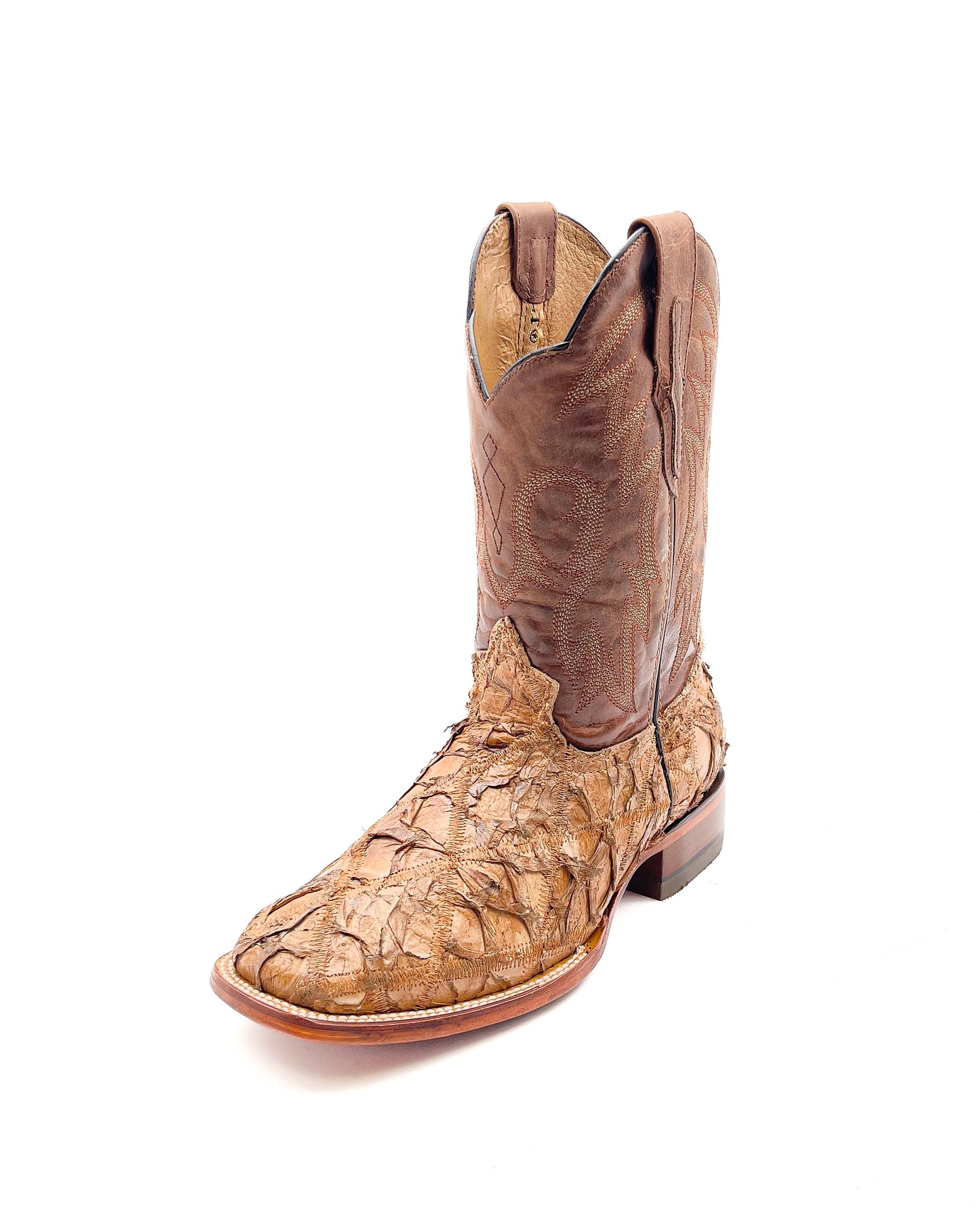 Cowboy Boot Light Brown Patchwork Piracucu Bass