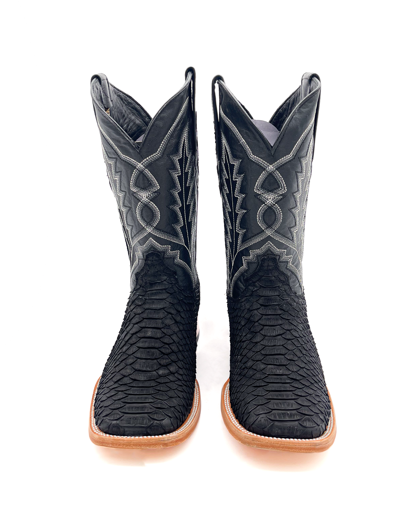 Cowboy Boot Genuine Black Matte Python