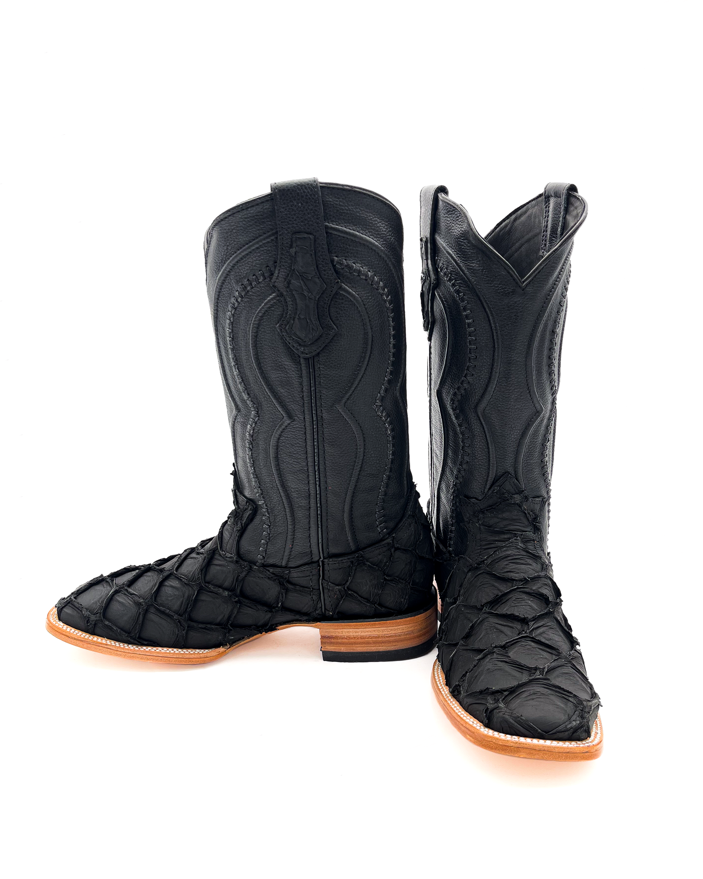 Cowboy Boot Genuine Black Pirarucu Bass