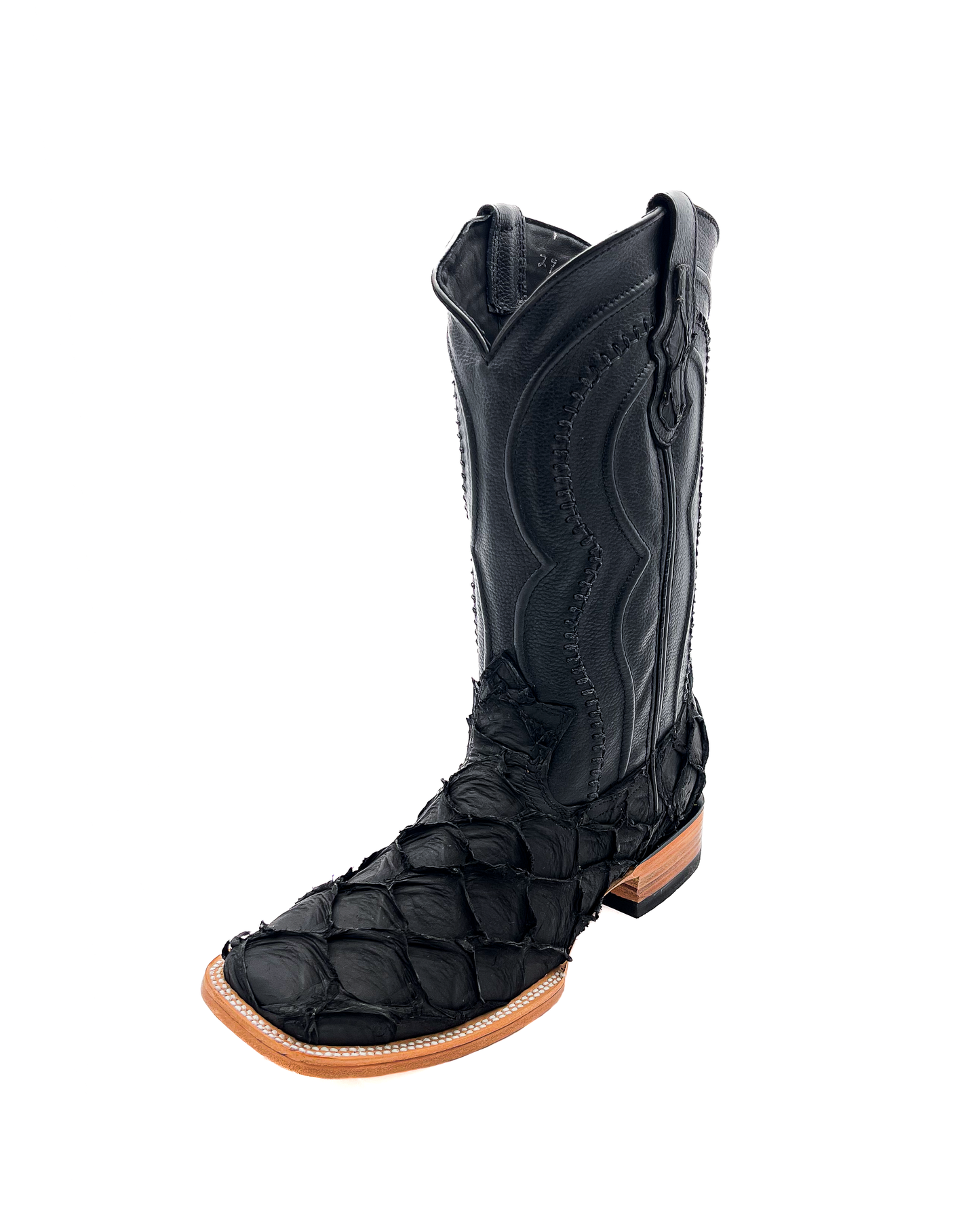 Cowboy Boot Genuine Black Pirarucu Bass