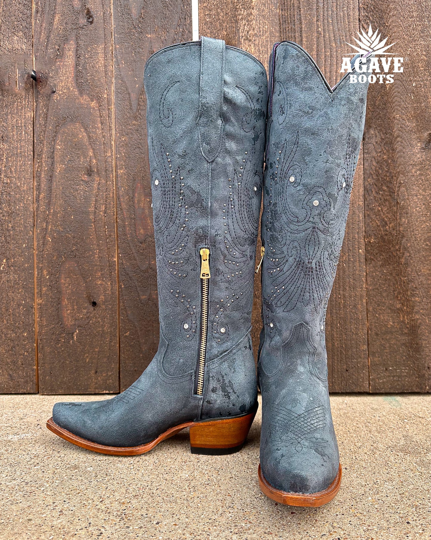 BLACK SUEDE | WOMEN TALL COWBOY BOOTS