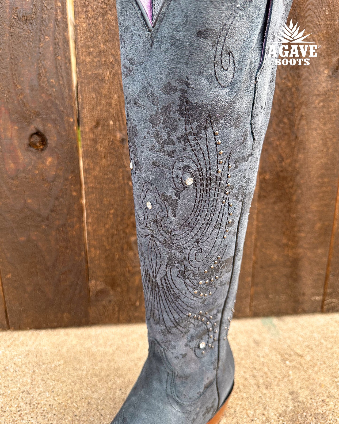 BLACK SUEDE | WOMEN TALL COWBOY BOOTS