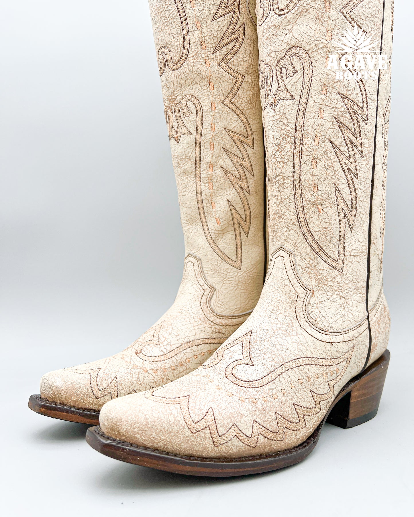 Cowboy Boot Tall Rustic White