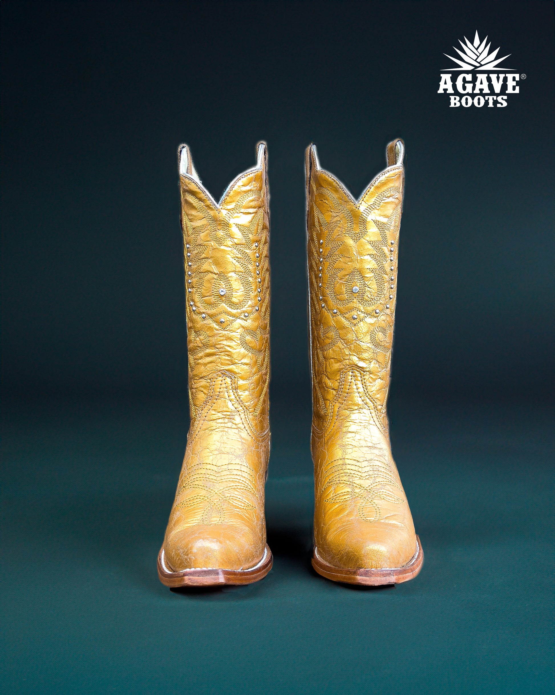gold cowboy boots - frontal