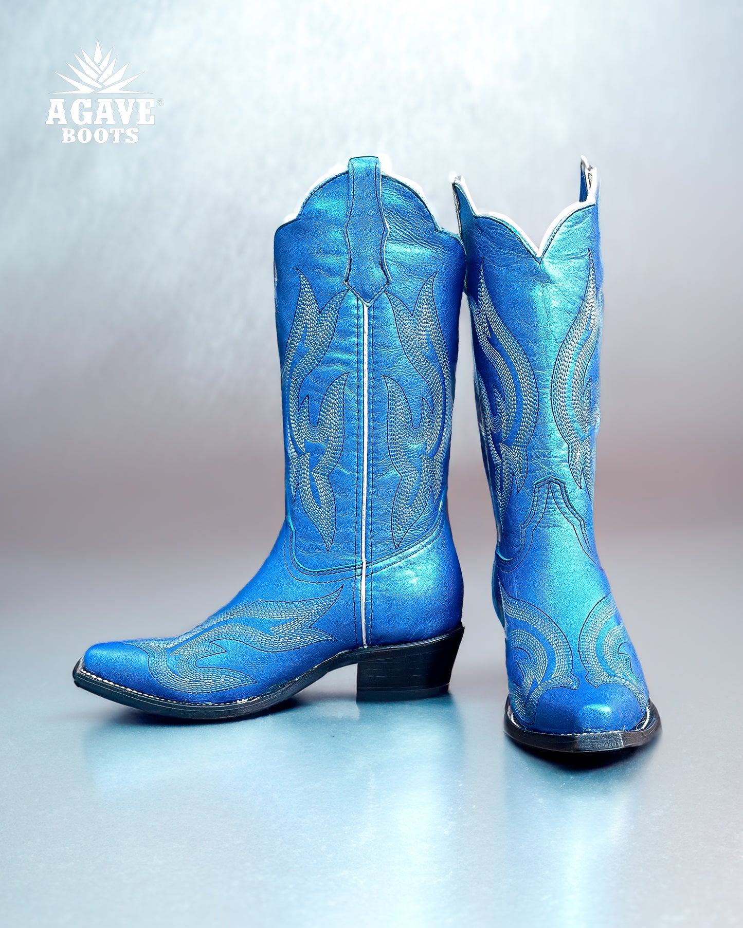 Cowboy Boot Metallic Blue