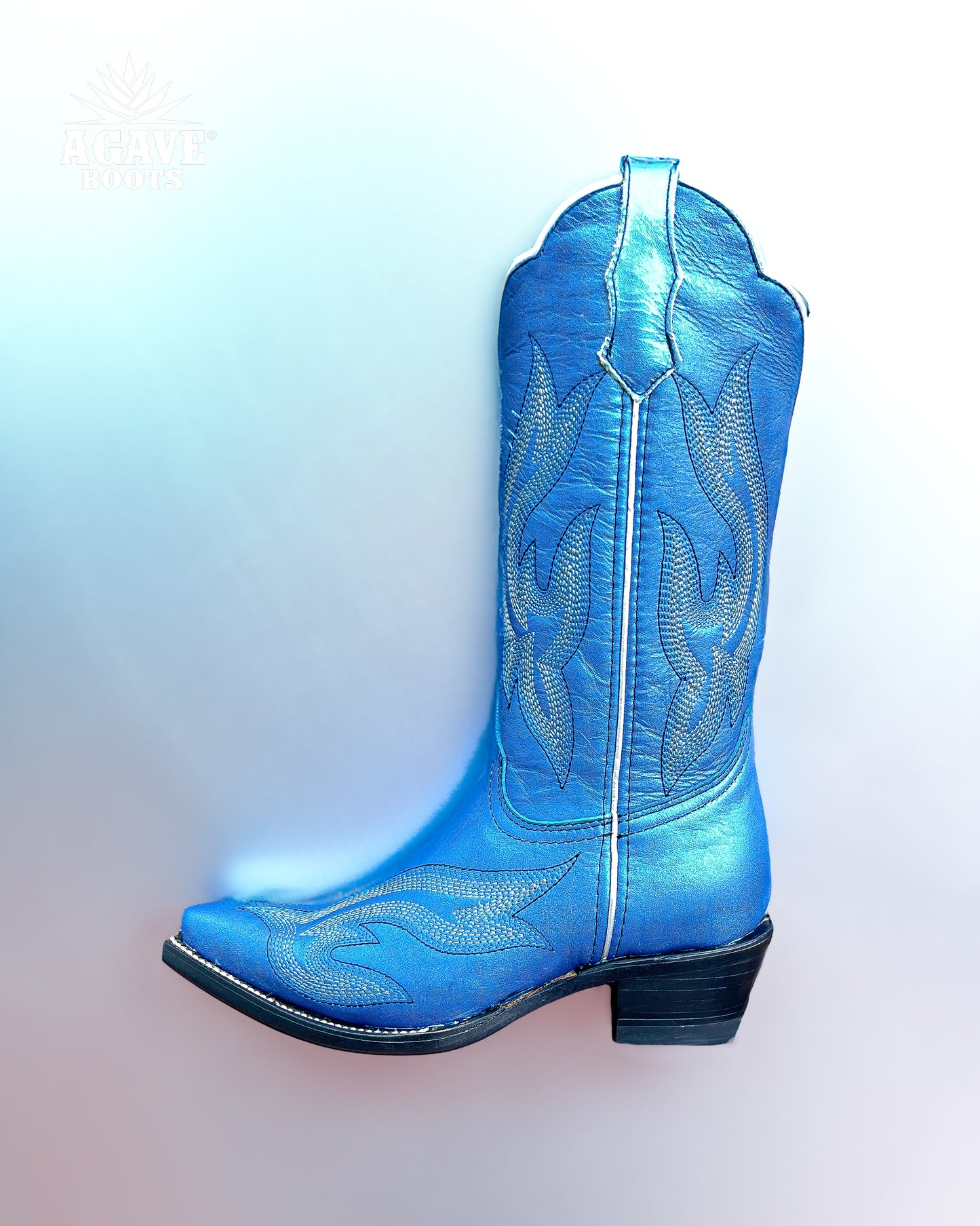 Cowboy Boot Metallic Blue