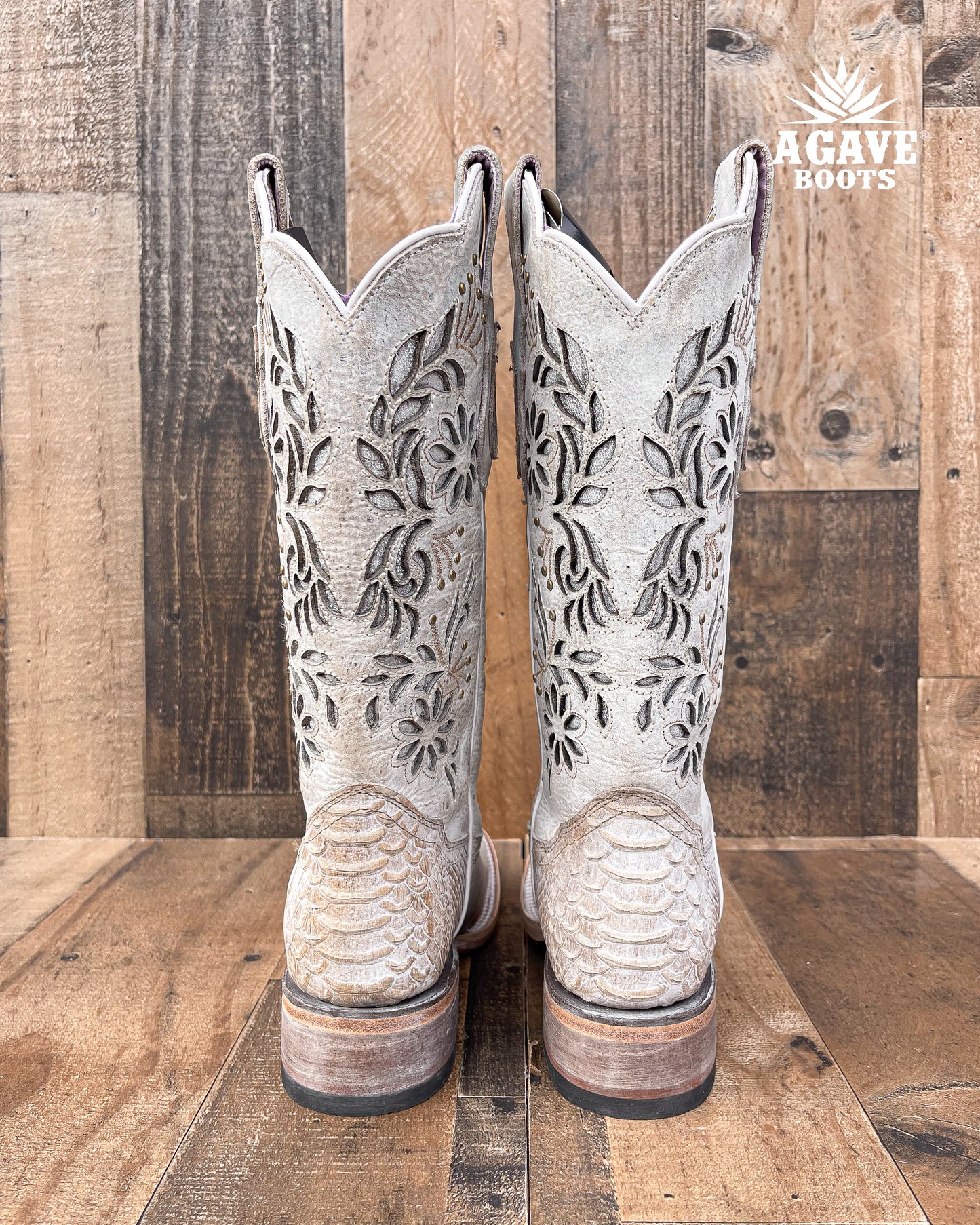 "WHITE" PYTHON | WOMEN SQUARE TOE BOOTS