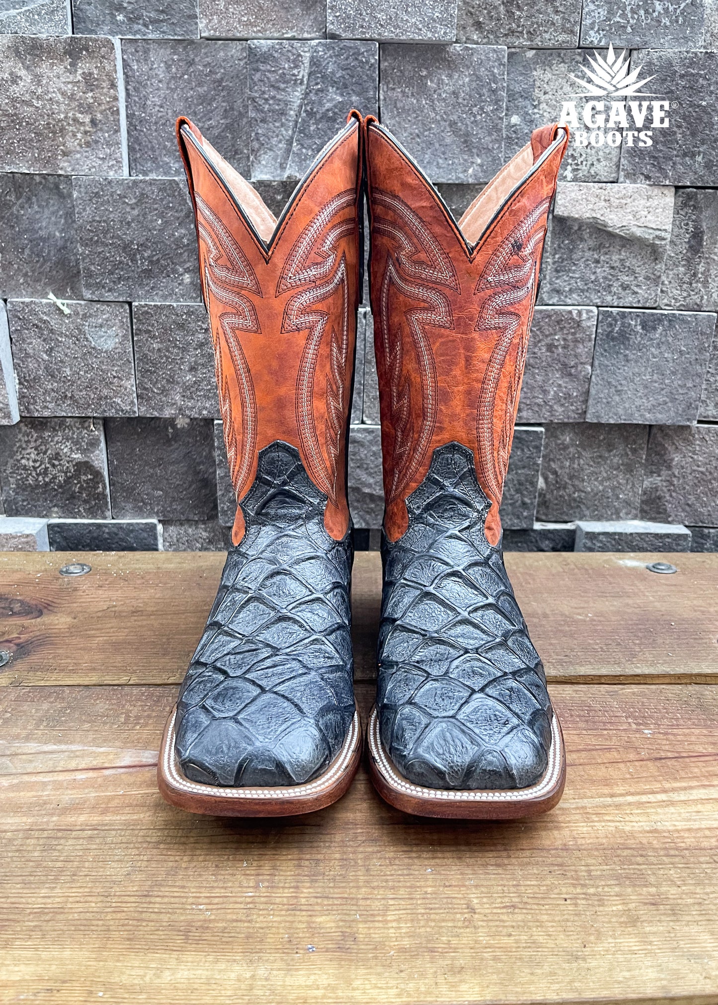 "RUSTIC BLACK" BASS | MEN SQUARE TOE WESTERN COWBOY BOOTS