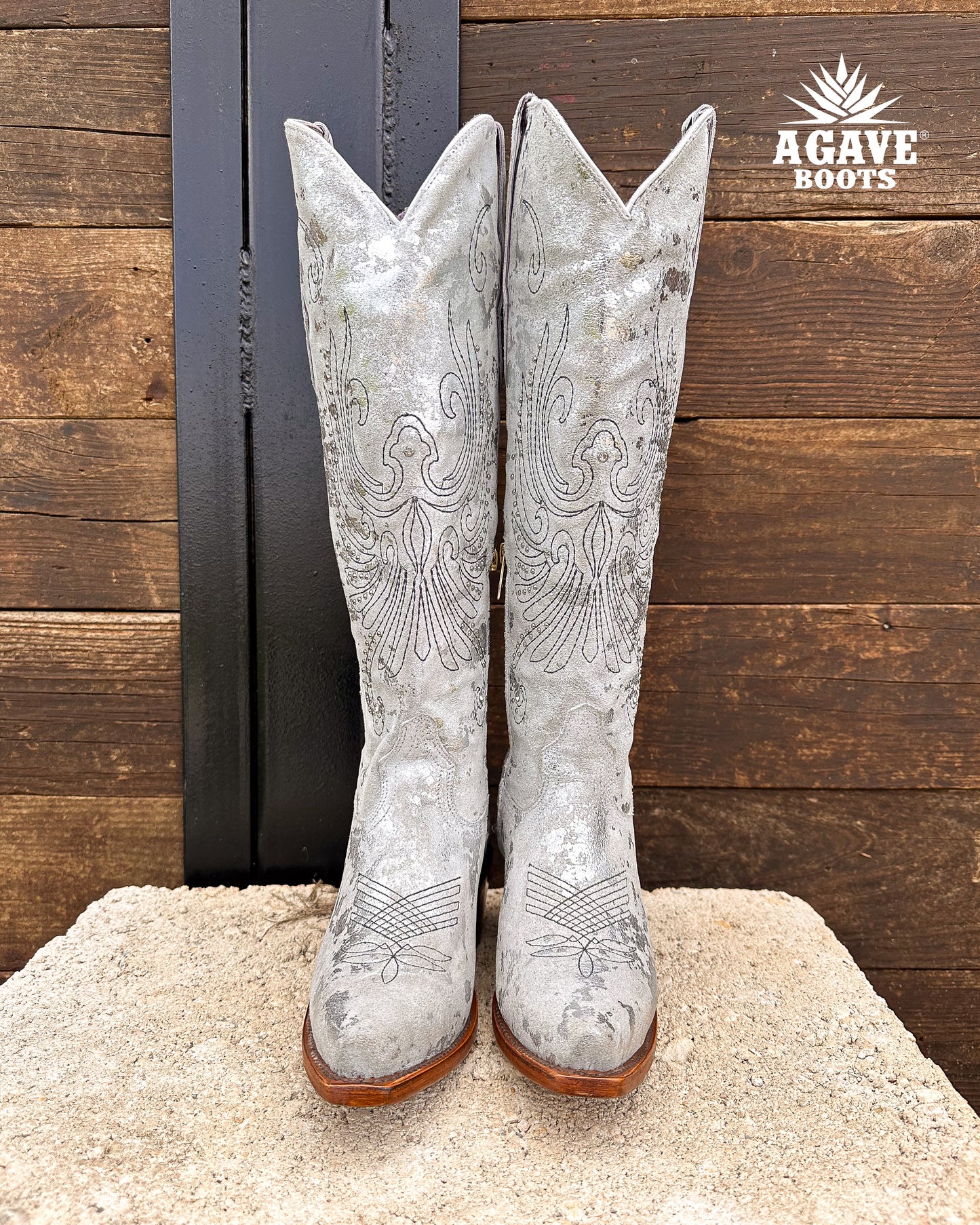 Cowboy Boot Tall Silver Camo