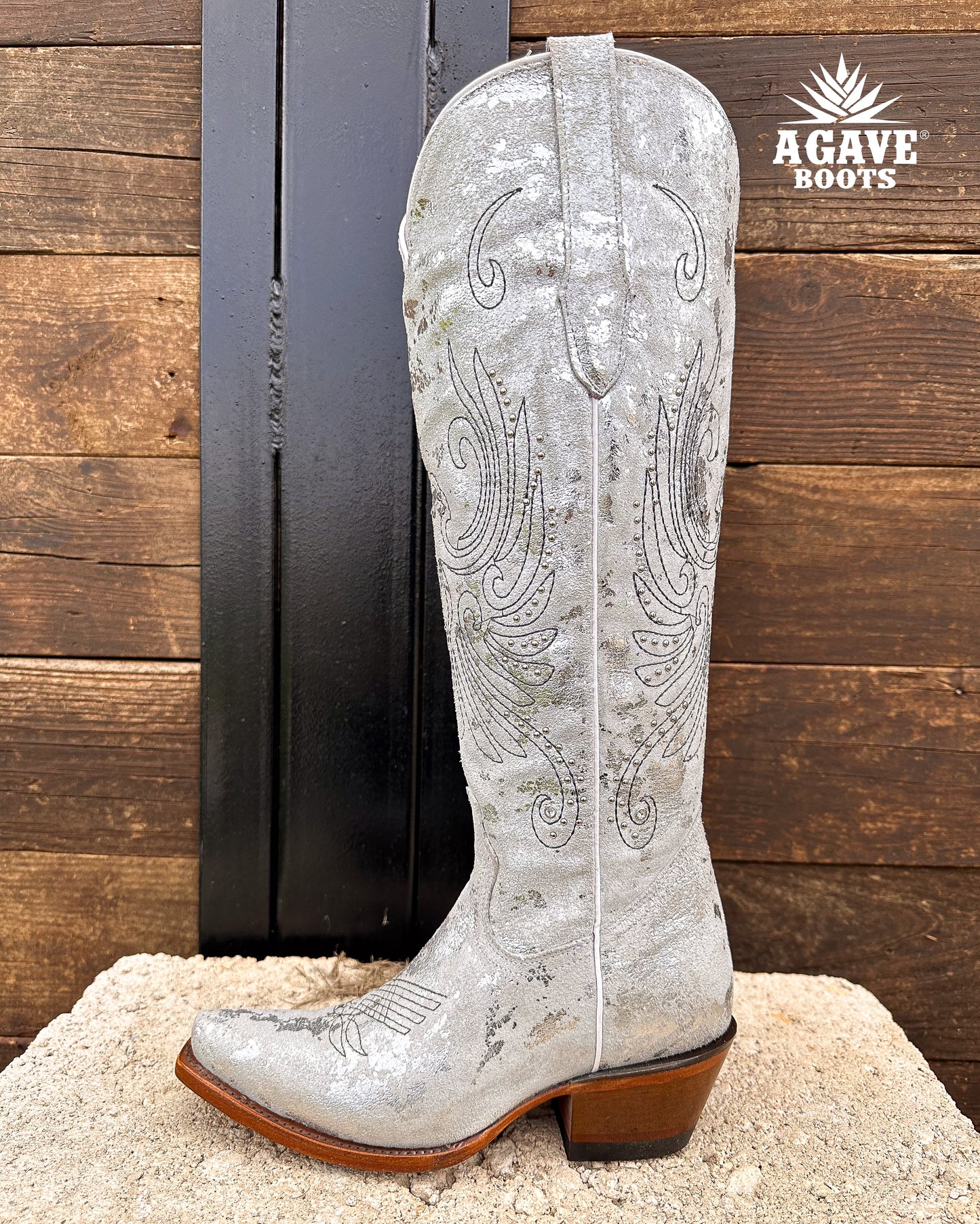 Cowboy Boot Tall Silver Camo
