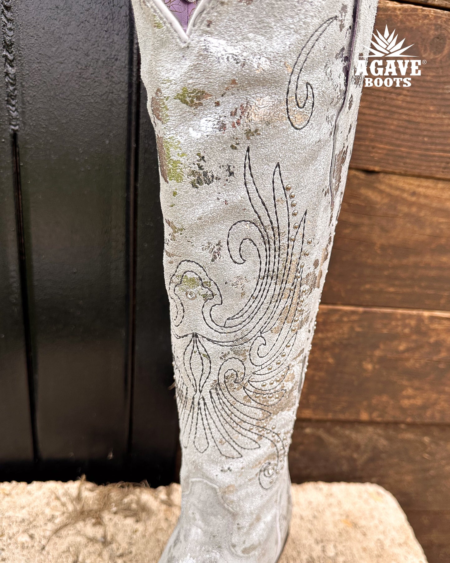 Cowboy Boot Tall Silver Camo