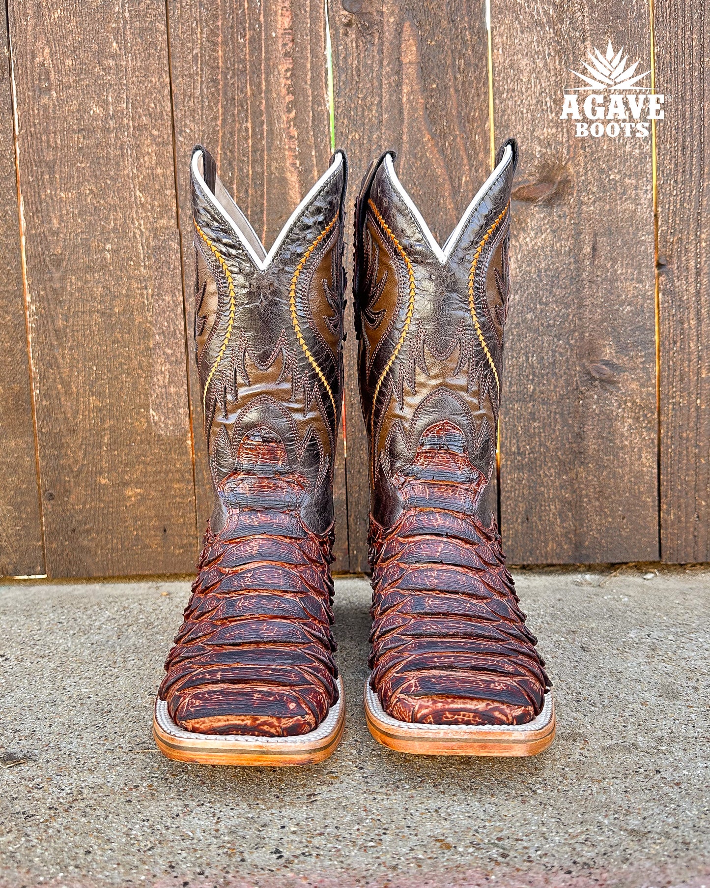 PYTHON COGNAC  | MEN SQUARE TOE WESTERN COWBOY BOOTS