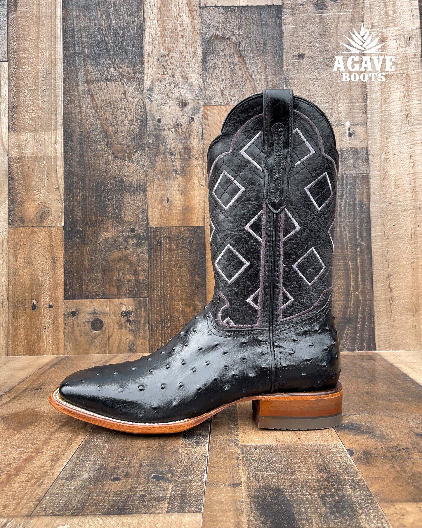 Cowboy Boot Ranch Black Ostrich