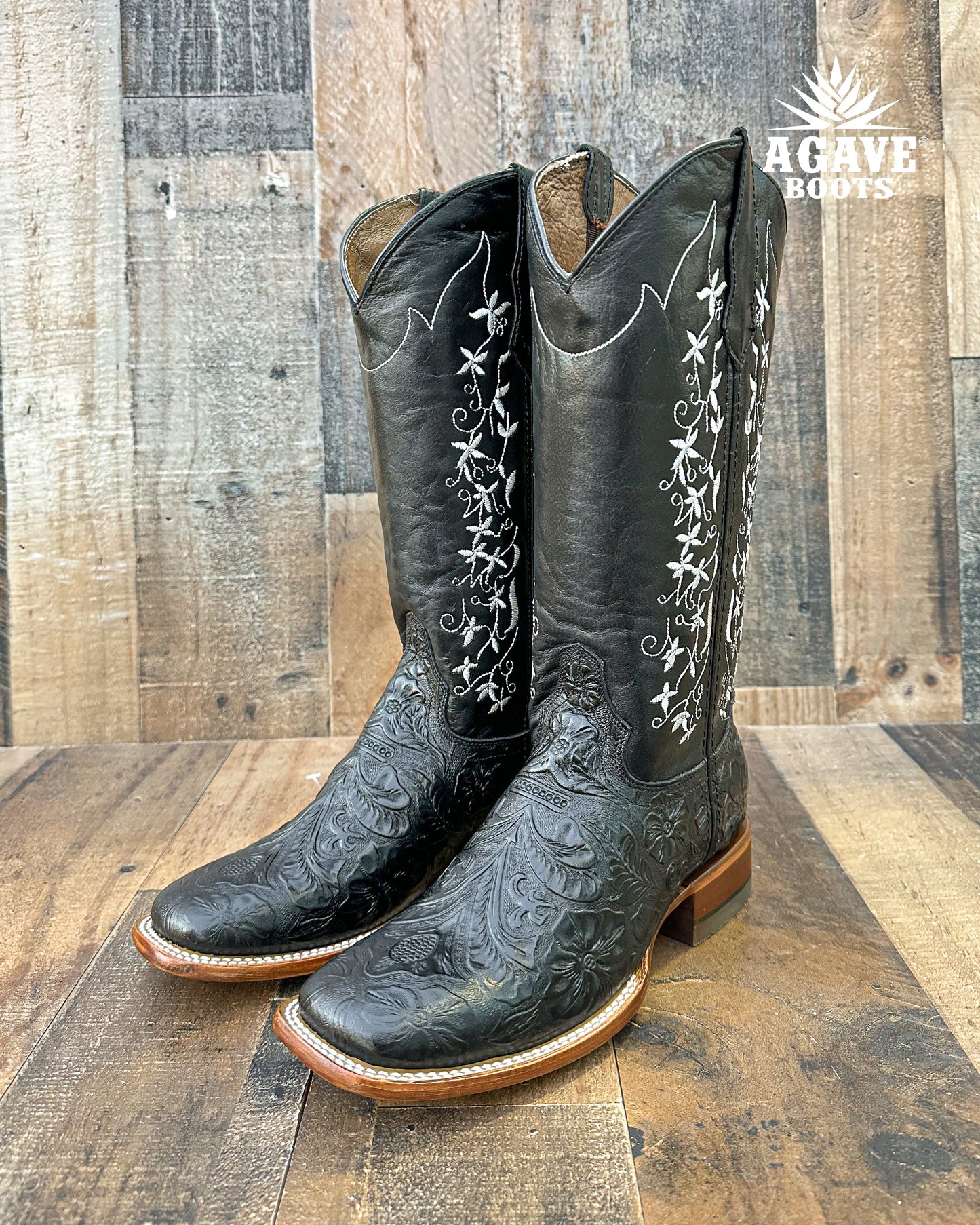 Cowboy Boot Tania Black Tooled