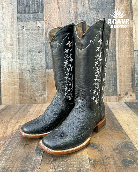 Cowboy Boot Tania Black Tooled