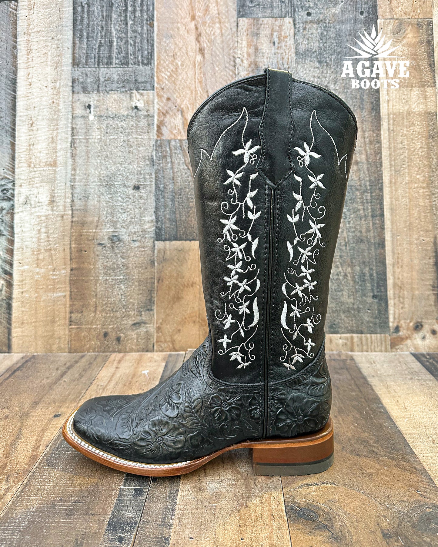 Cowboy Boot Tania Black Tooled