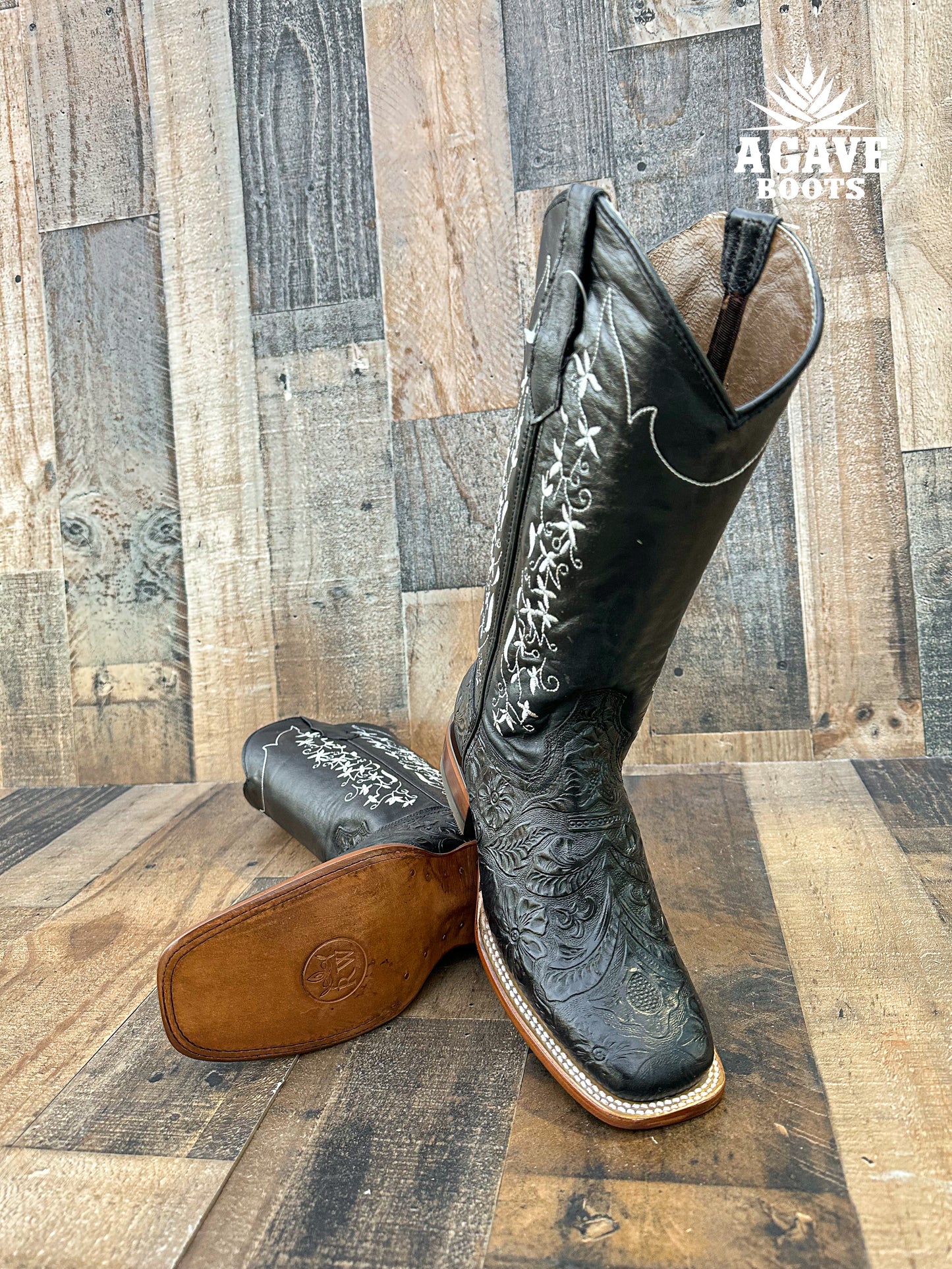 Cowboy Boot Tania Black Tooled