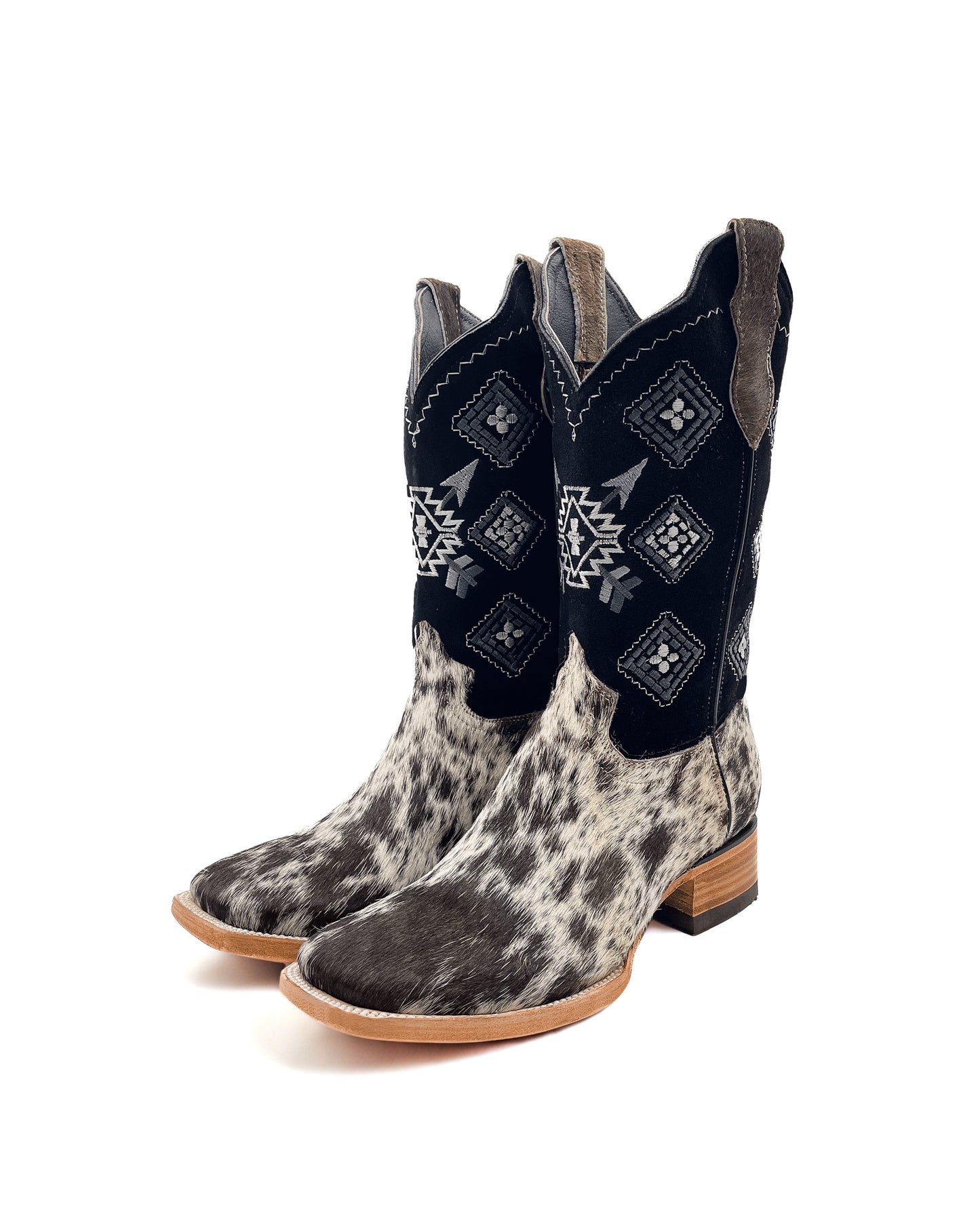 Cowboy Boot Cowhide Black Aztec