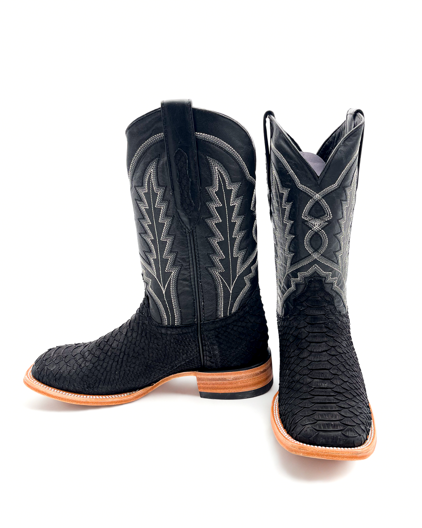 Cowboy Boot Genuine Black Matte Python