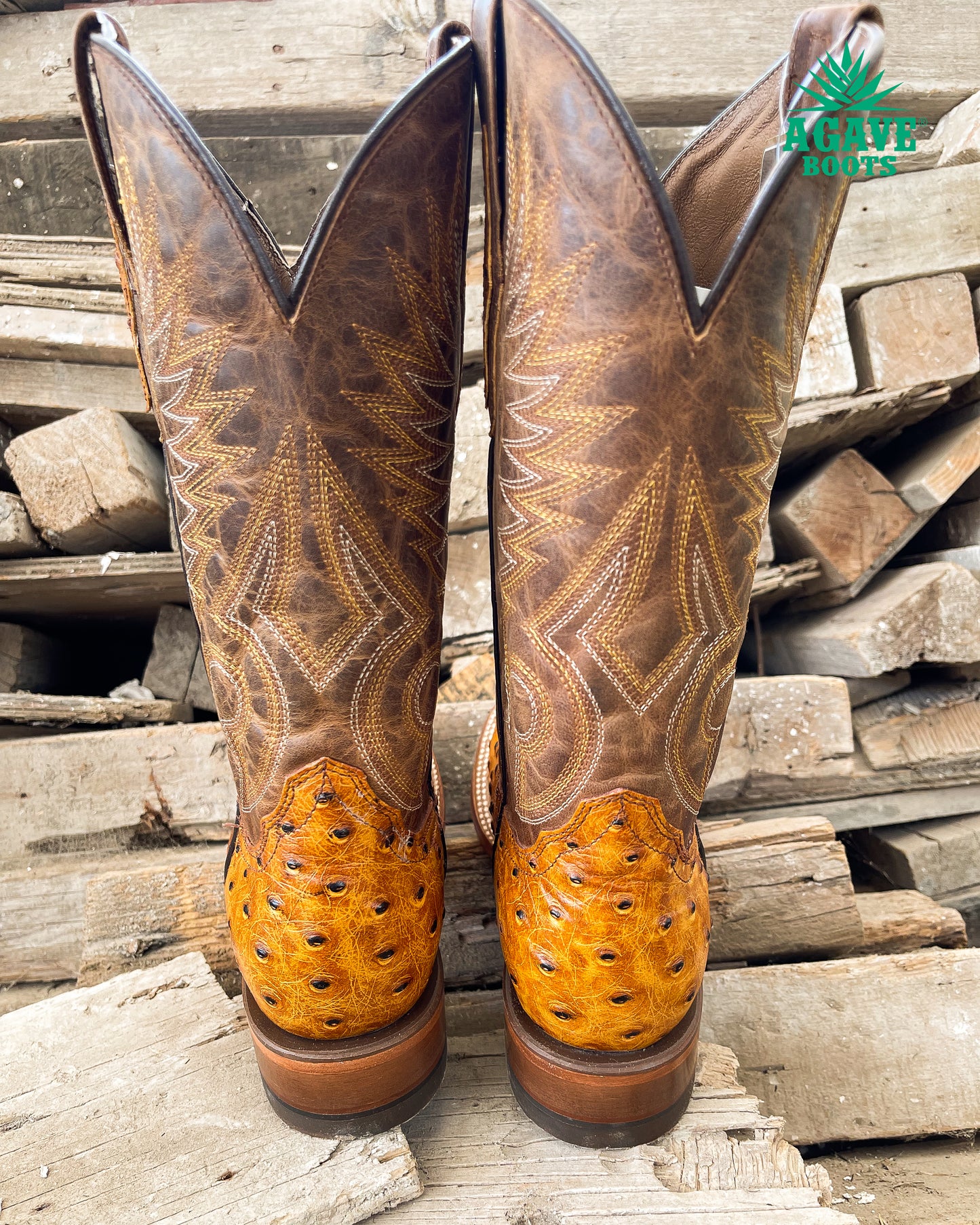 OSTRICH RANCH MANTEQUILLA | MEN SQUARE TOE WESTERN COWBOY BOOTS