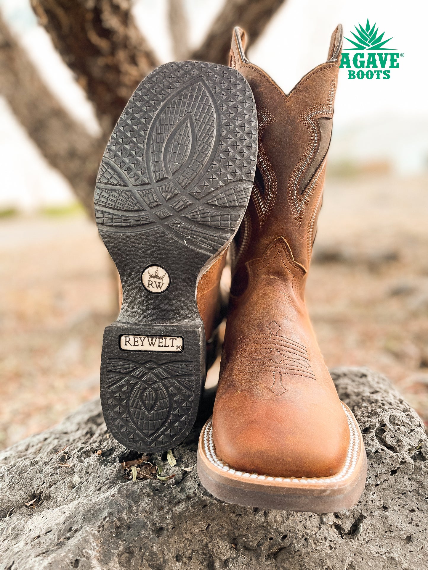 Cowboy Boot Hybrid Brown Rubber Sole