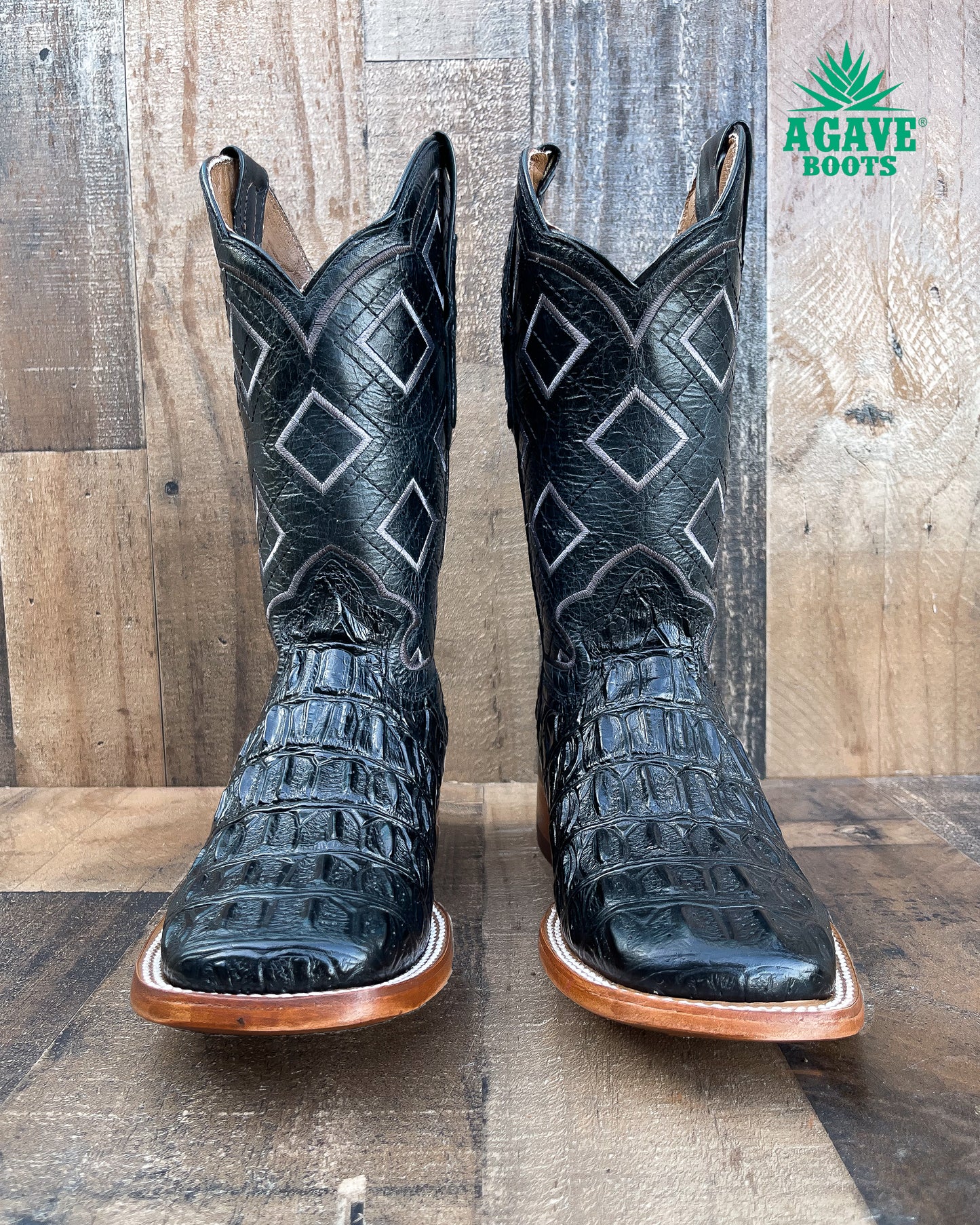Cowboy Boot Caiman Tail Black