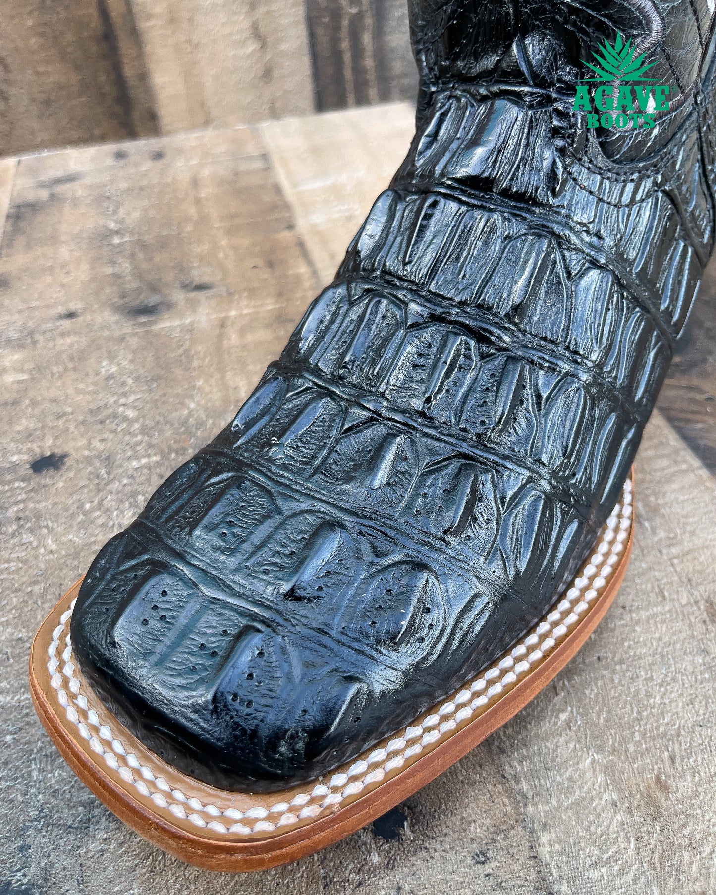 Cowboy Boot Caiman Tail Black