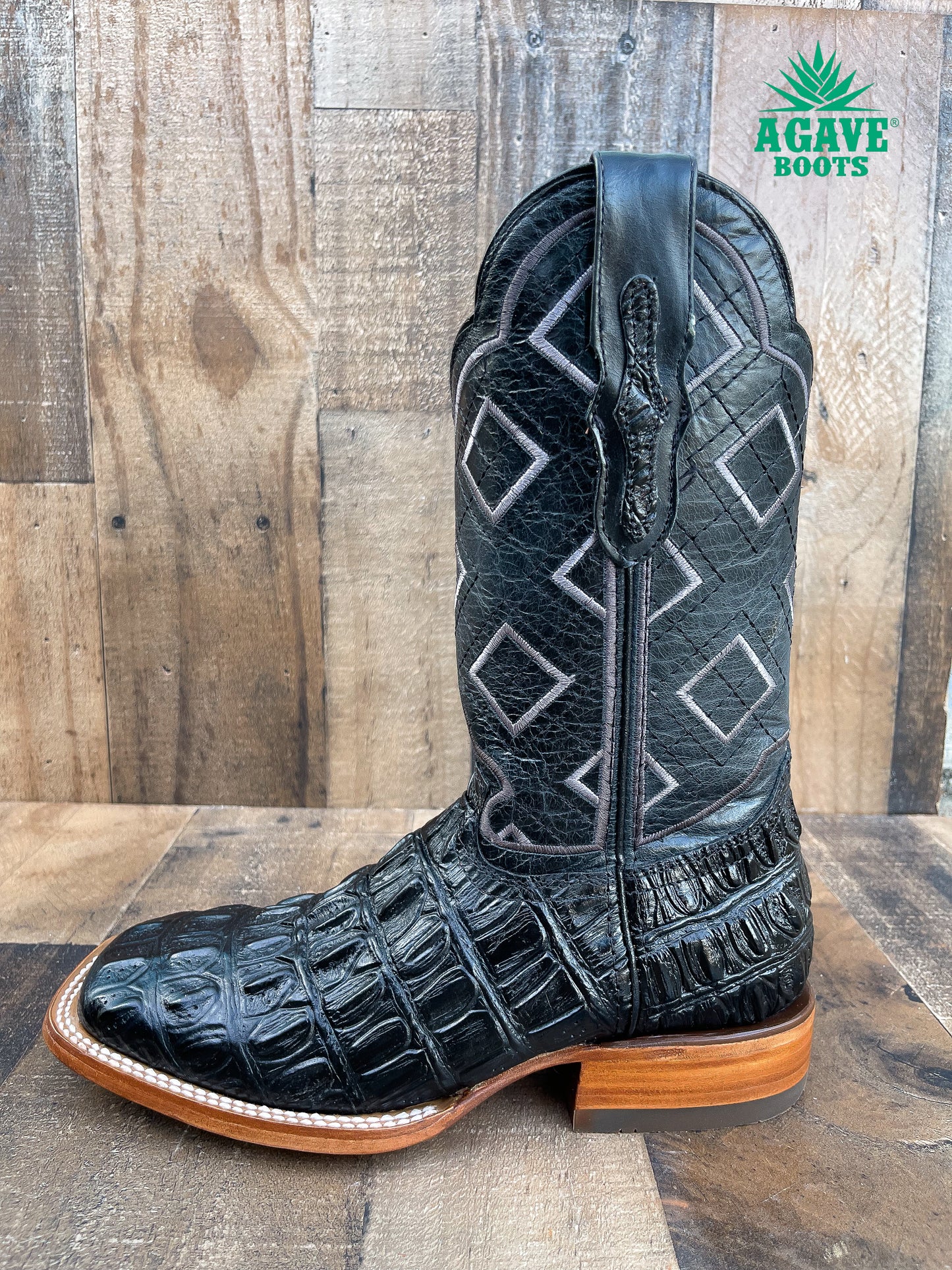 Cowboy Boot Caiman Tail Black