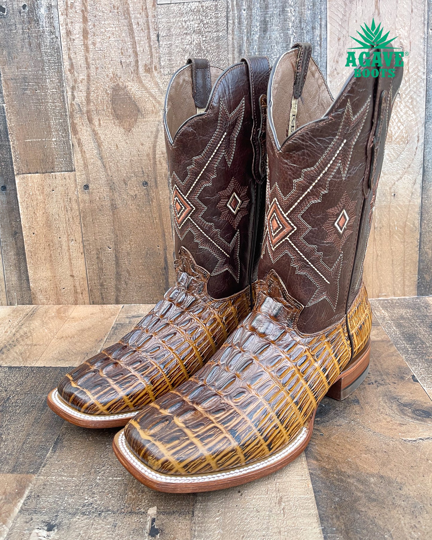 Cowboy Boot Caiman Tail Brown
