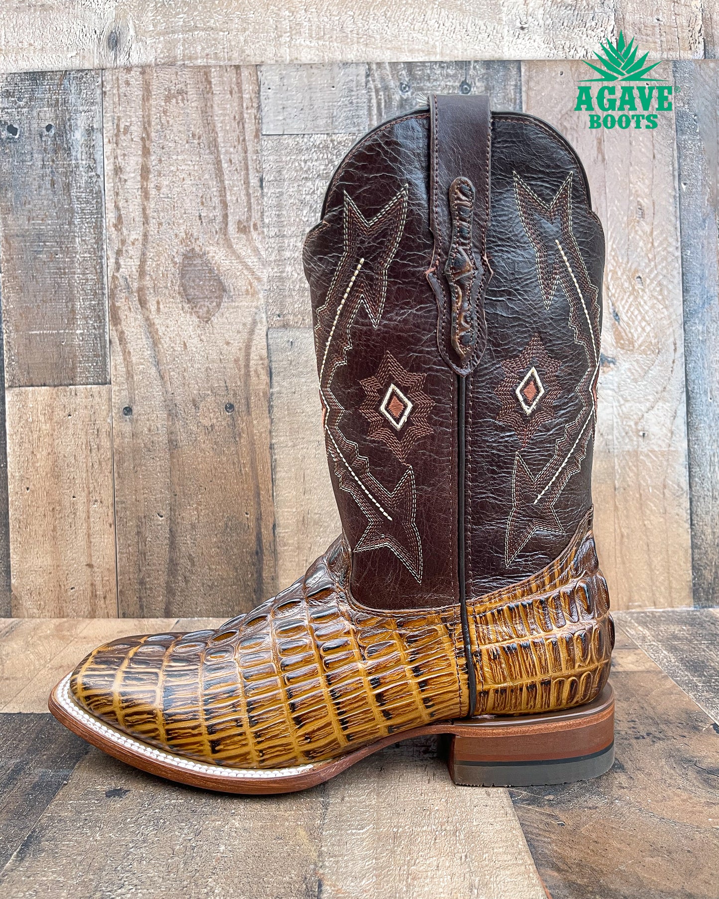 Cowboy Boot Caiman Tail Brown