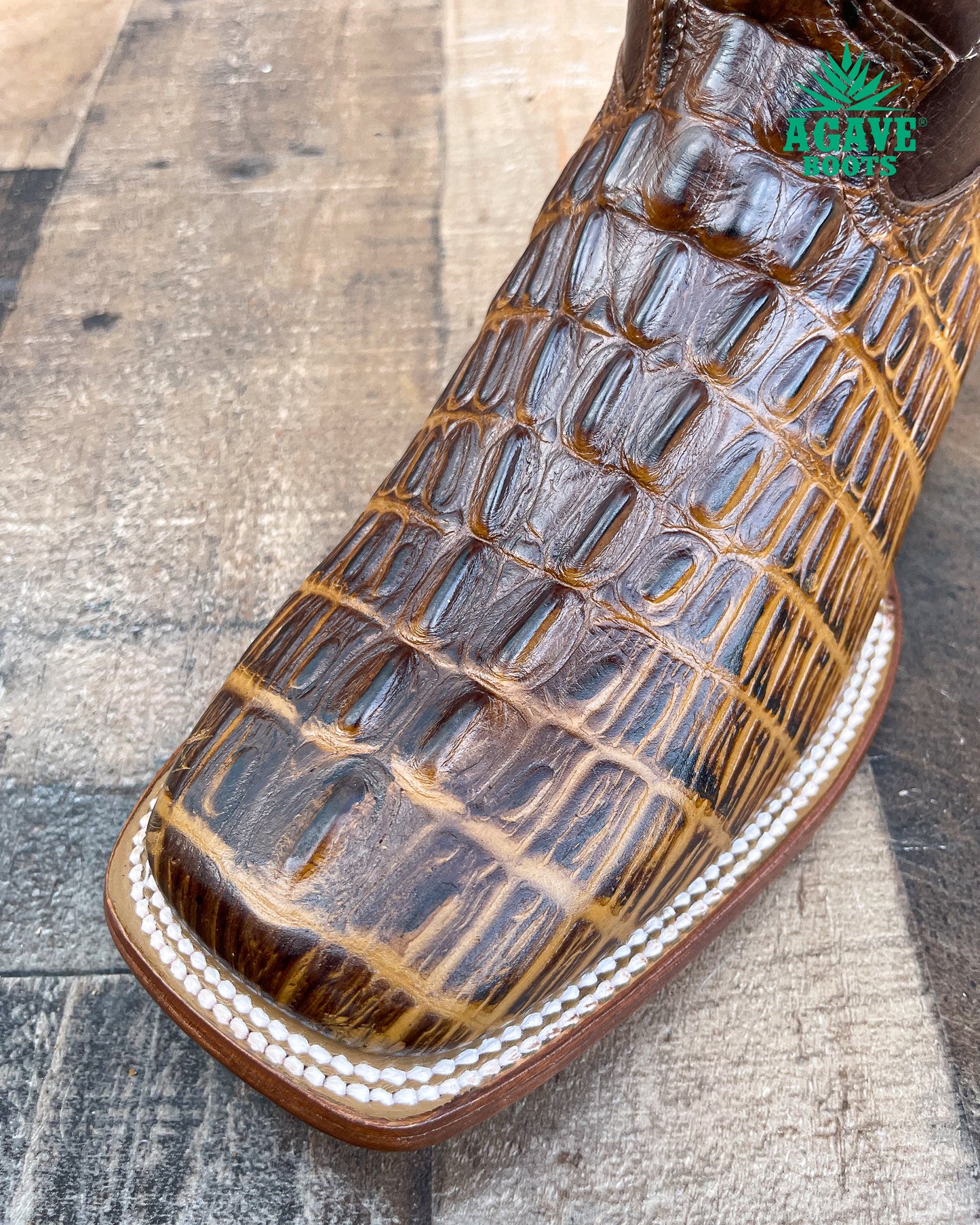 Cowboy Boot Caiman Tail Brown